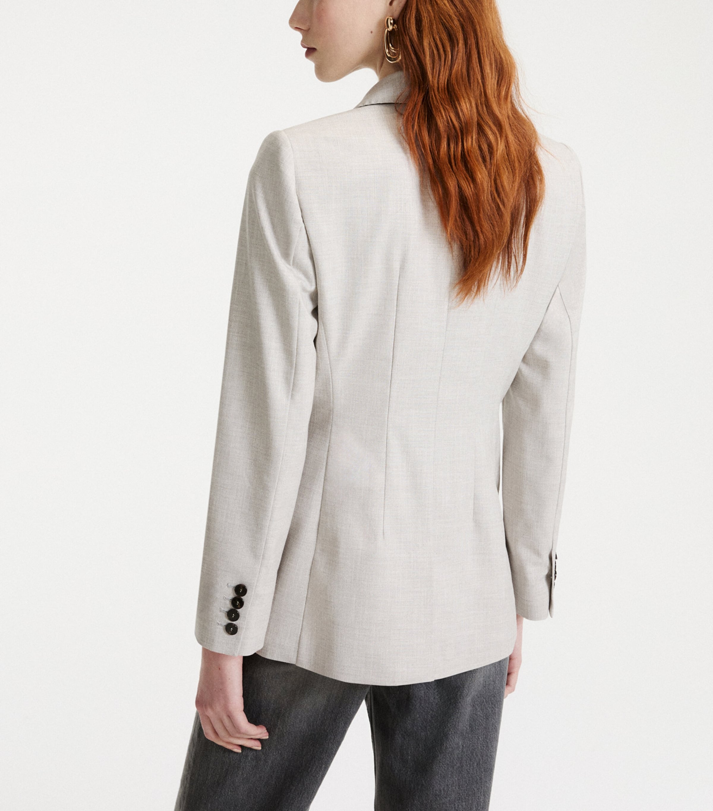 Marella Womens Double-Breasted Blazer Light Grey Image 3