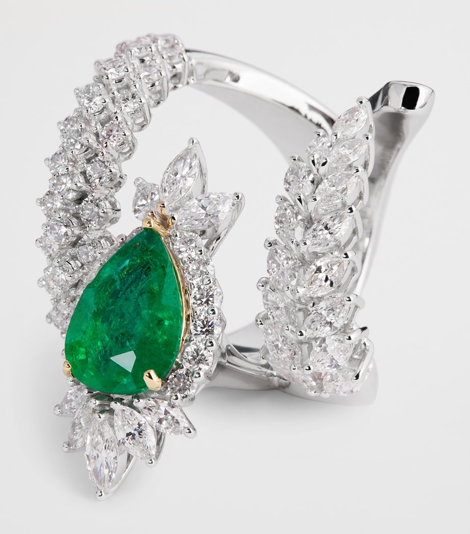 White Gold, Diamond and Emerald Reign Supreme Ring WHITE GOLD Image 6