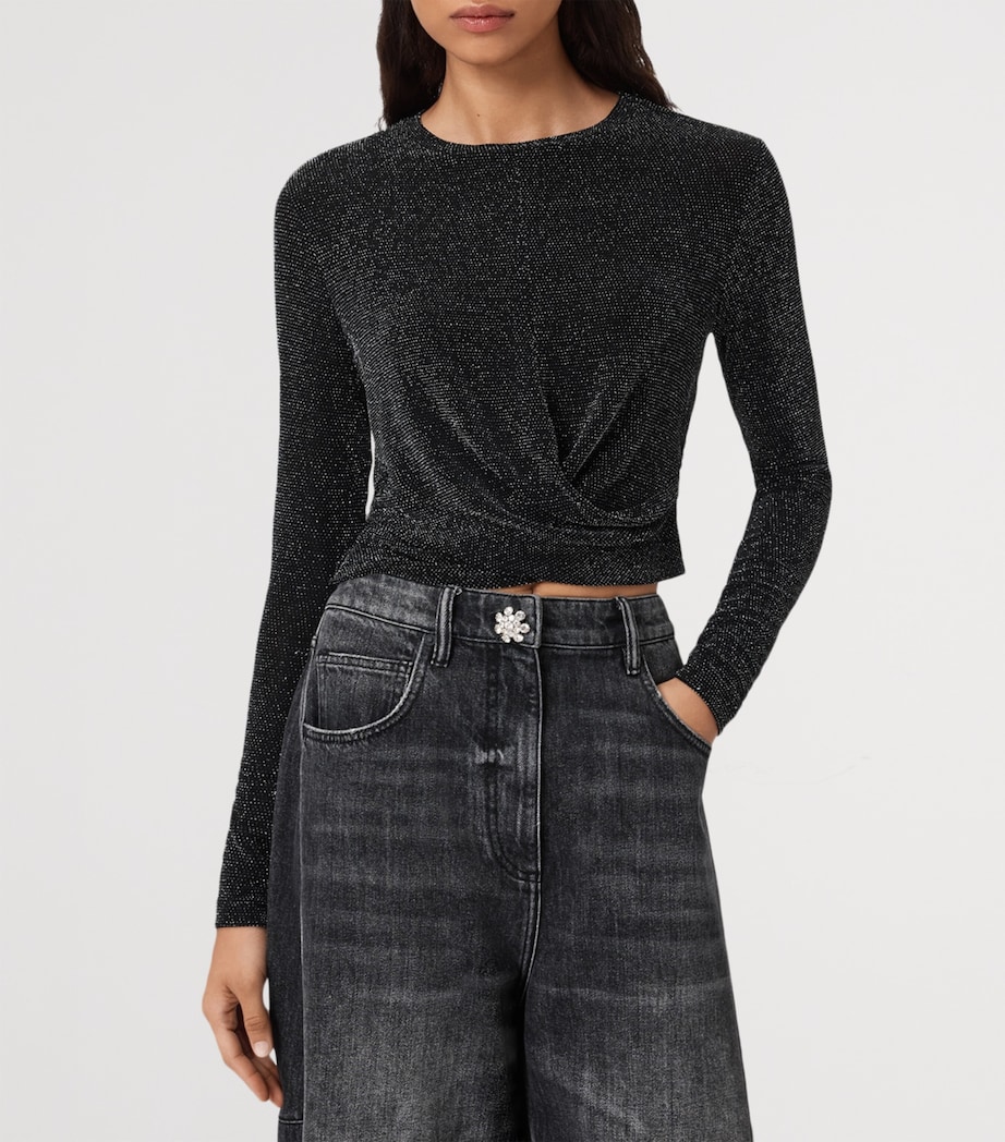 Metallic Skylar Crop Top SILVER/BLACK Image 4