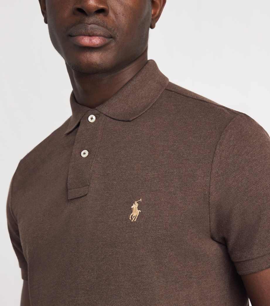 Cotton Mesh Custom-Fit Polo Shirt NUTMEG BROWN HEATHER Image 6