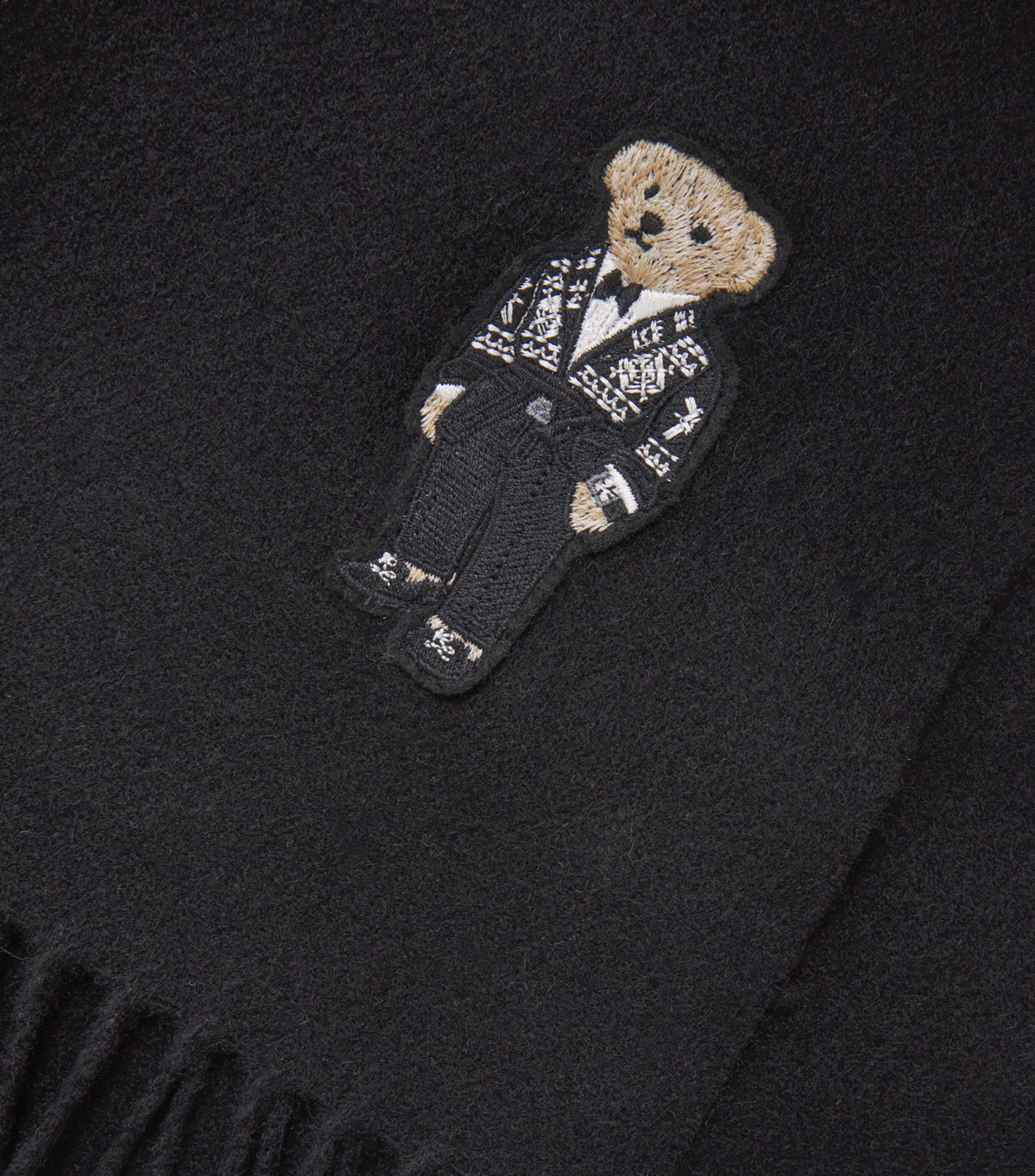 Ralph Lauren Purple Label Mens Cashmere Polo Bear Scarf Black Image 5