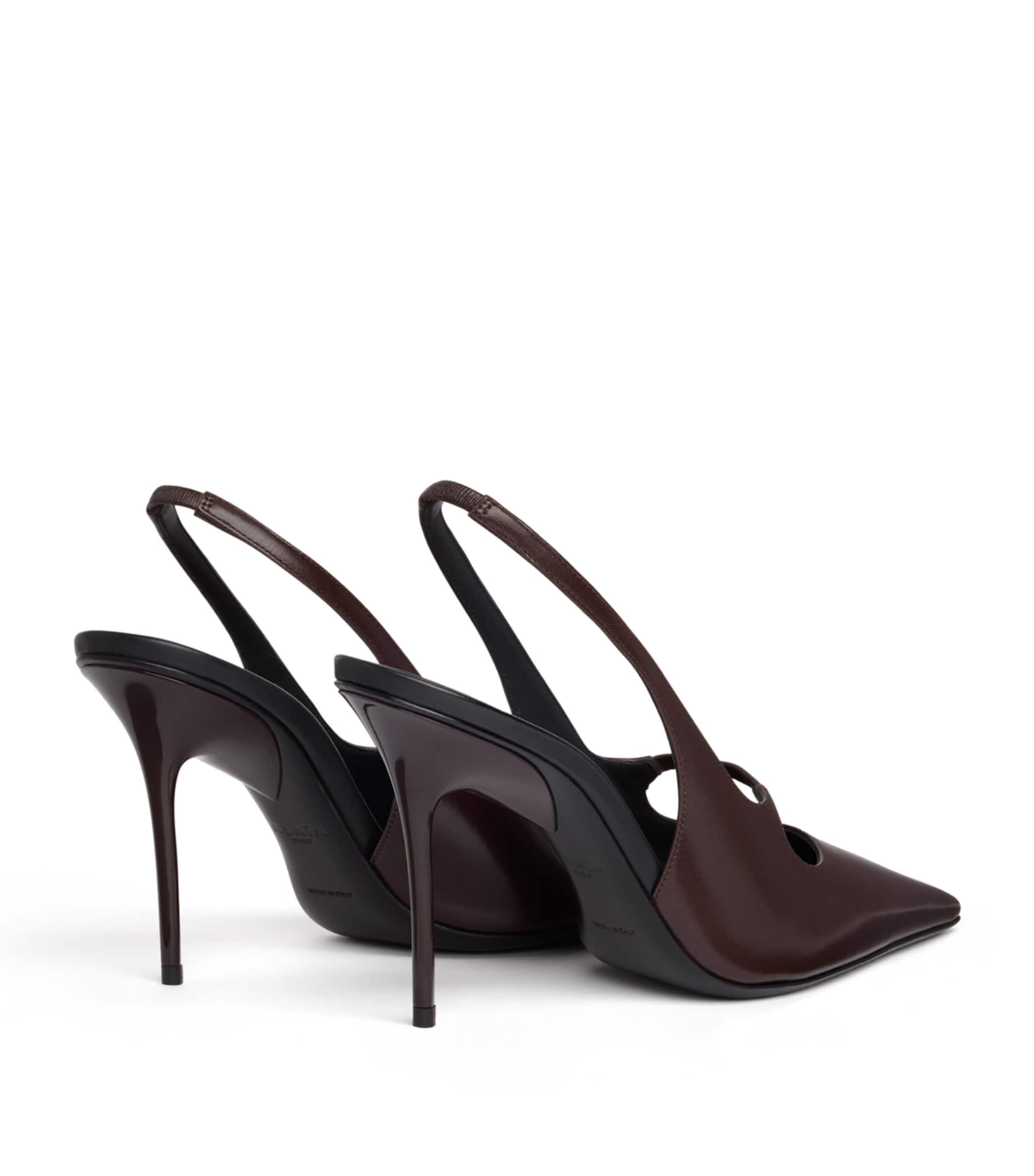 Alaïa Leather Drop Slingback Pumps 80 Dark Brown Image 3