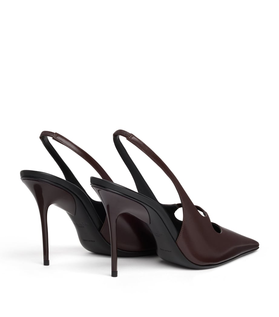 Alaïa Leather Drop Slingback Pumps 80 Dark Brown Image 3