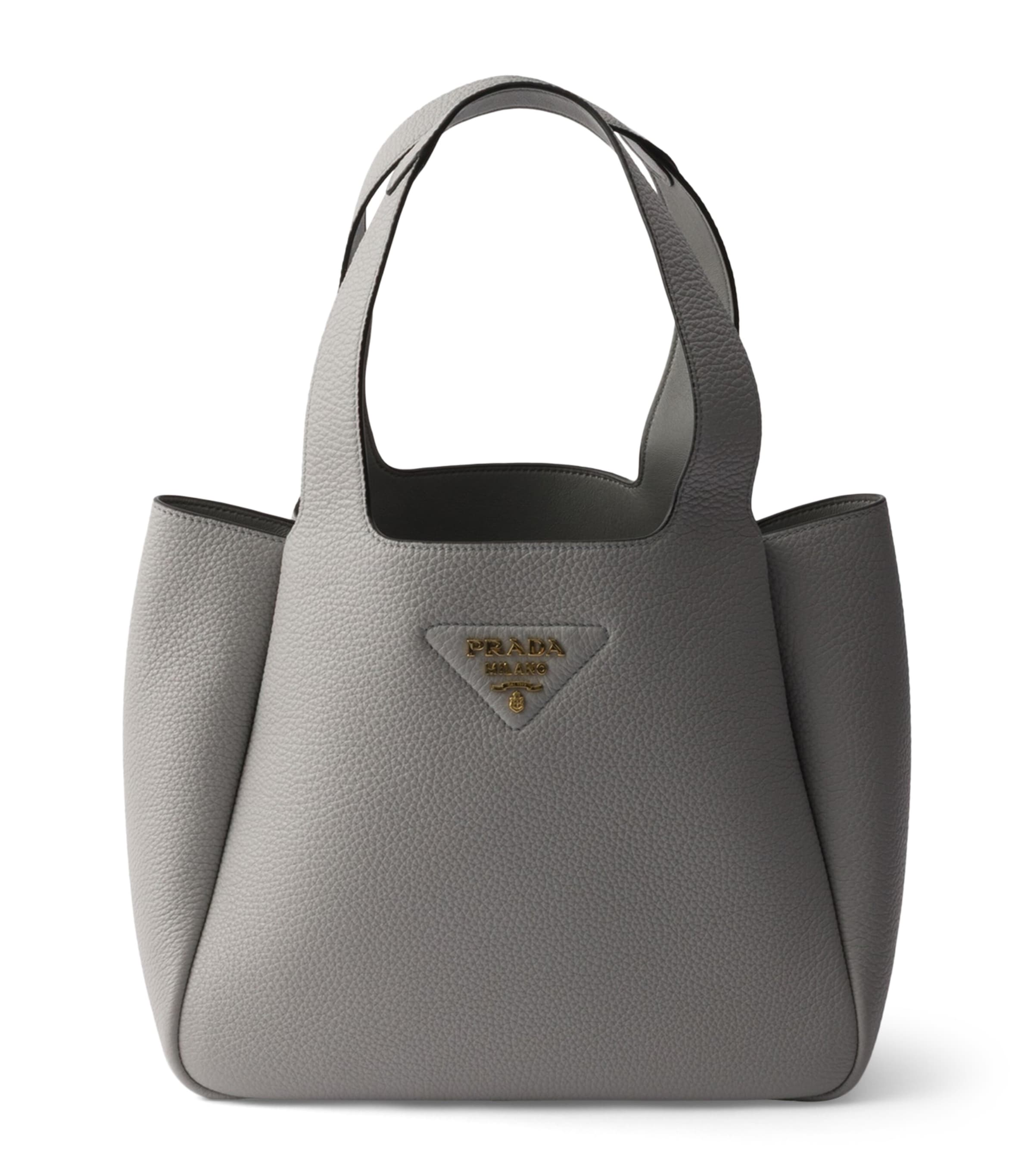 Prada Small Leather Tote Bag Grey Image 1