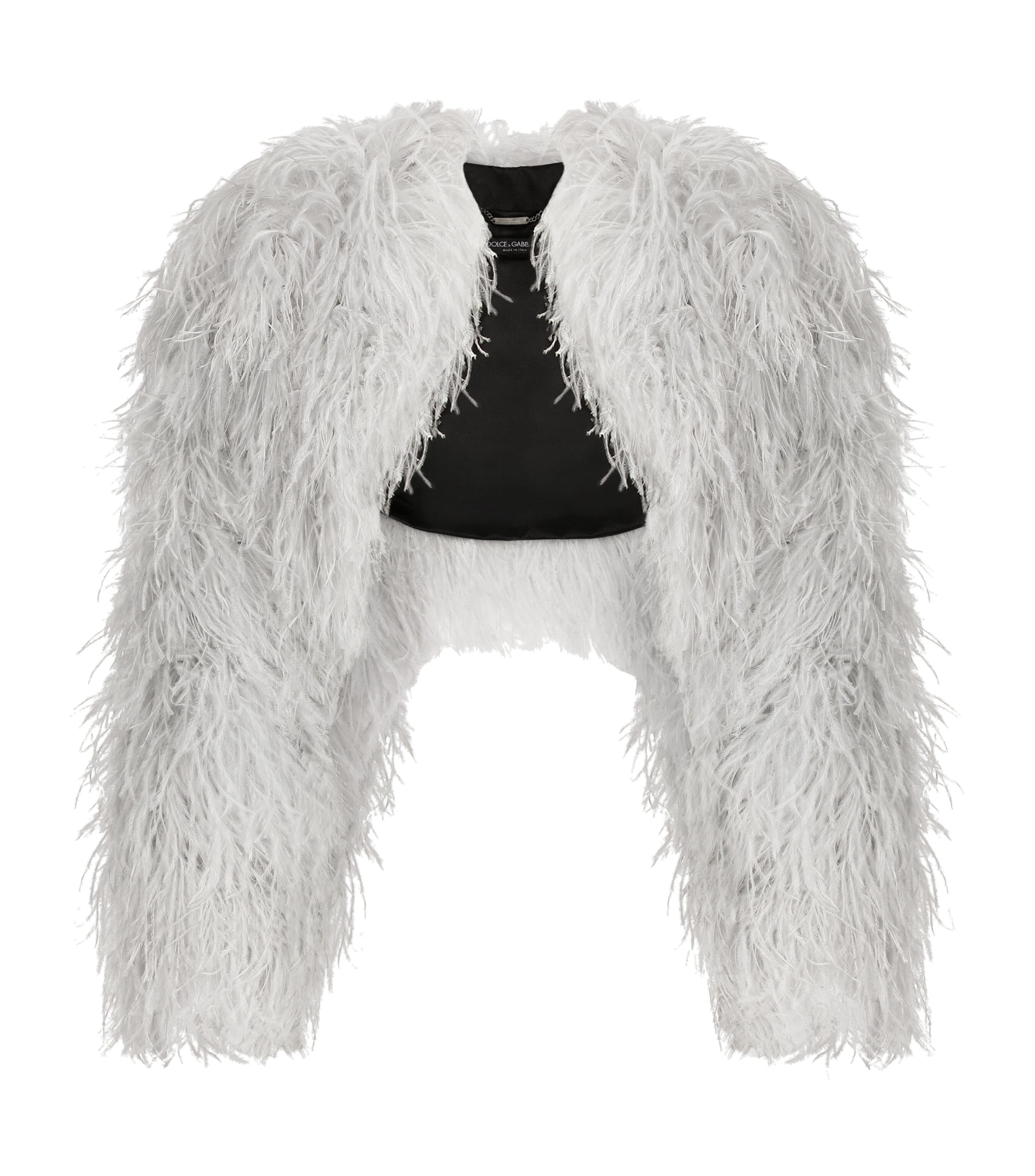 Dolce & Gabbana Kim Dolce&gabbana Feather-trim Bolero Jacket In S9001