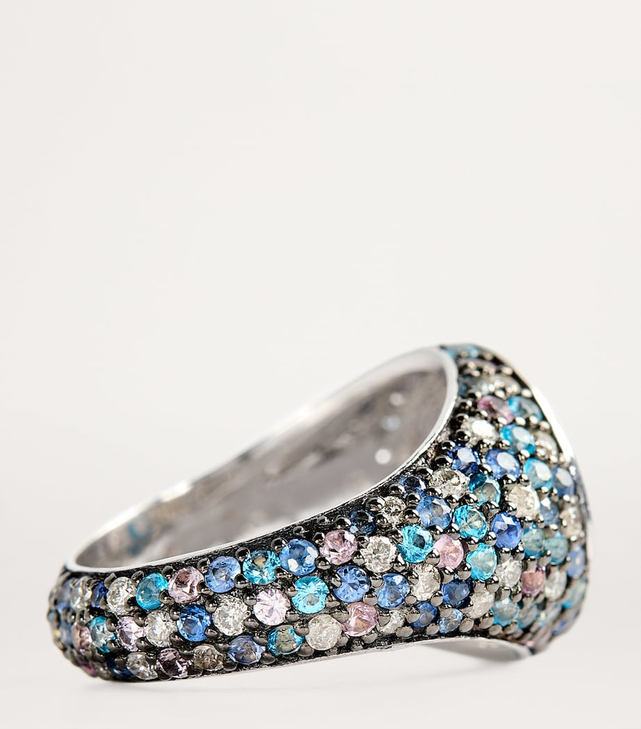 White Gold, Diamond and Turquoise Cosmic Love Ring WHITE GOLD Image 2