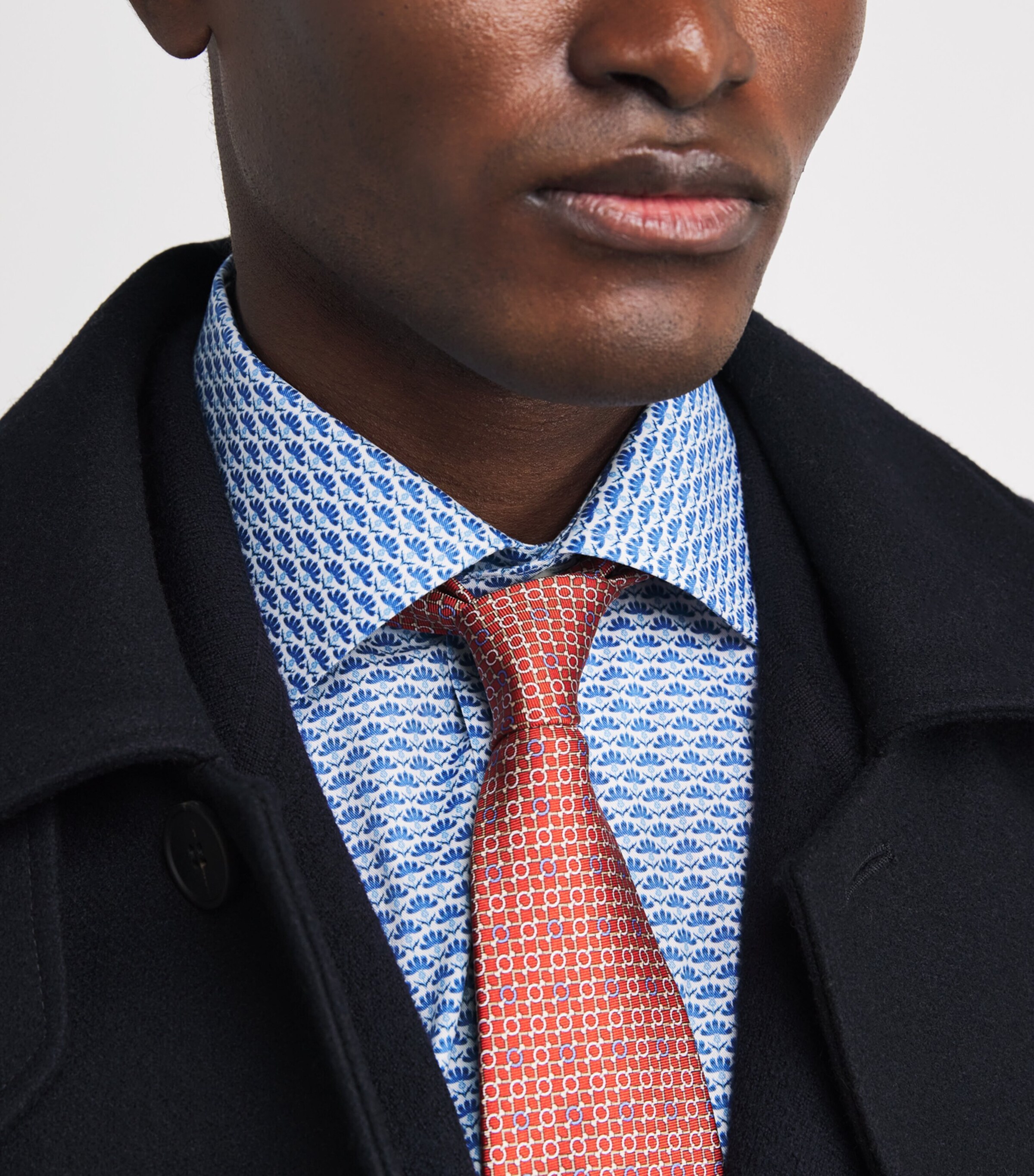 Cotton Twill Print Slim Shirt 26DARK BLUE Image 6