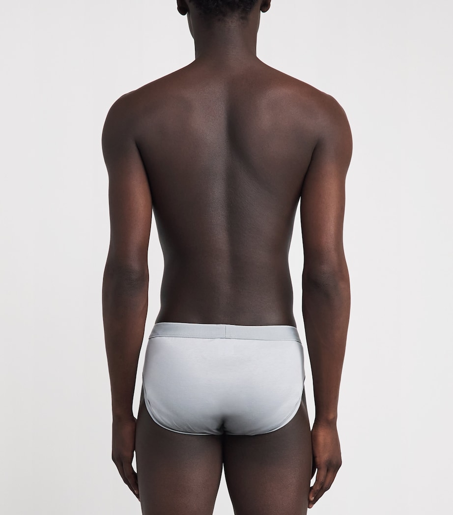 Zimmerli Mens Sea Island Cotton Briefs Grey Blue Image 3