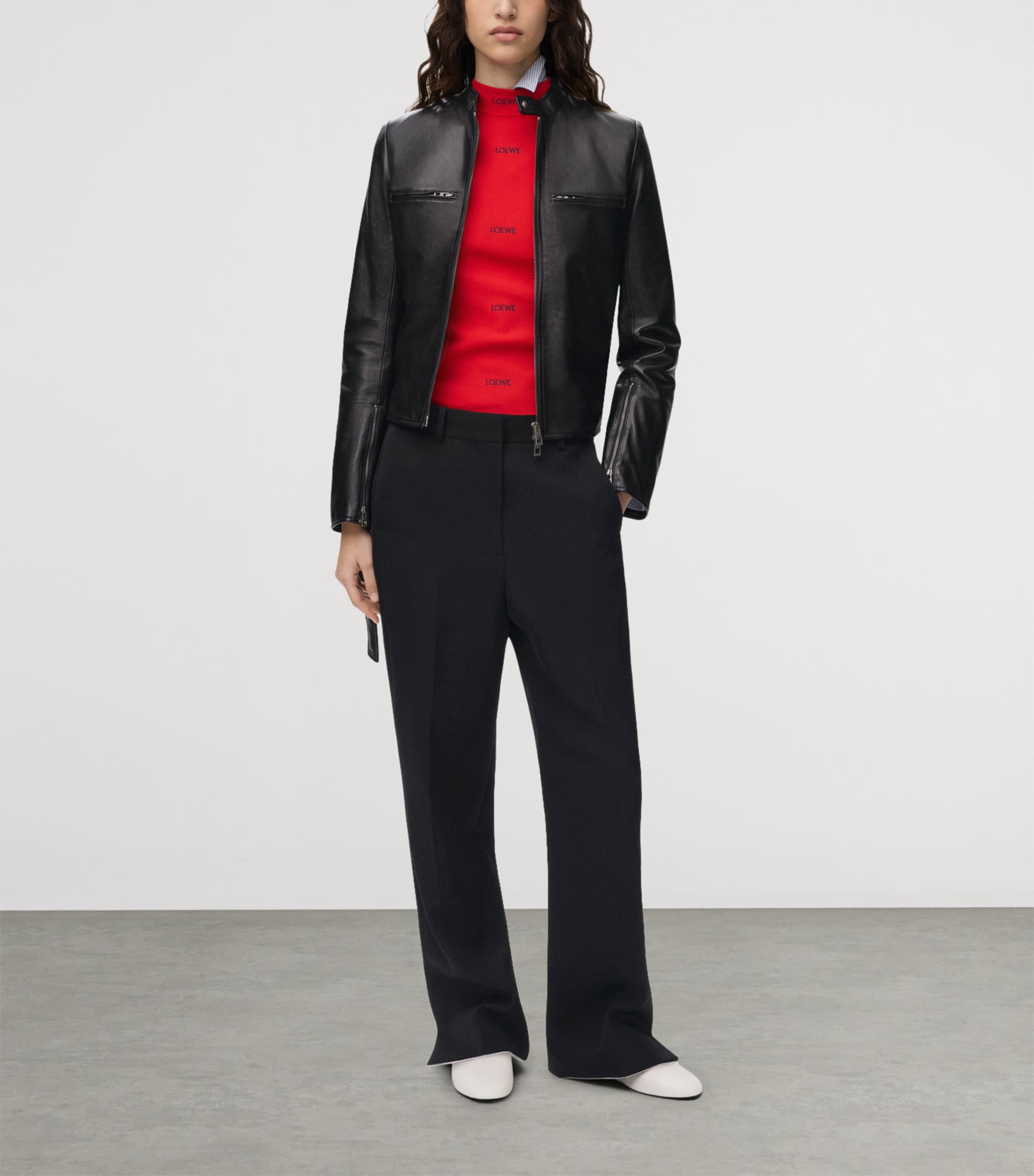LOEWE Womens Biker Jacket Black Image 2