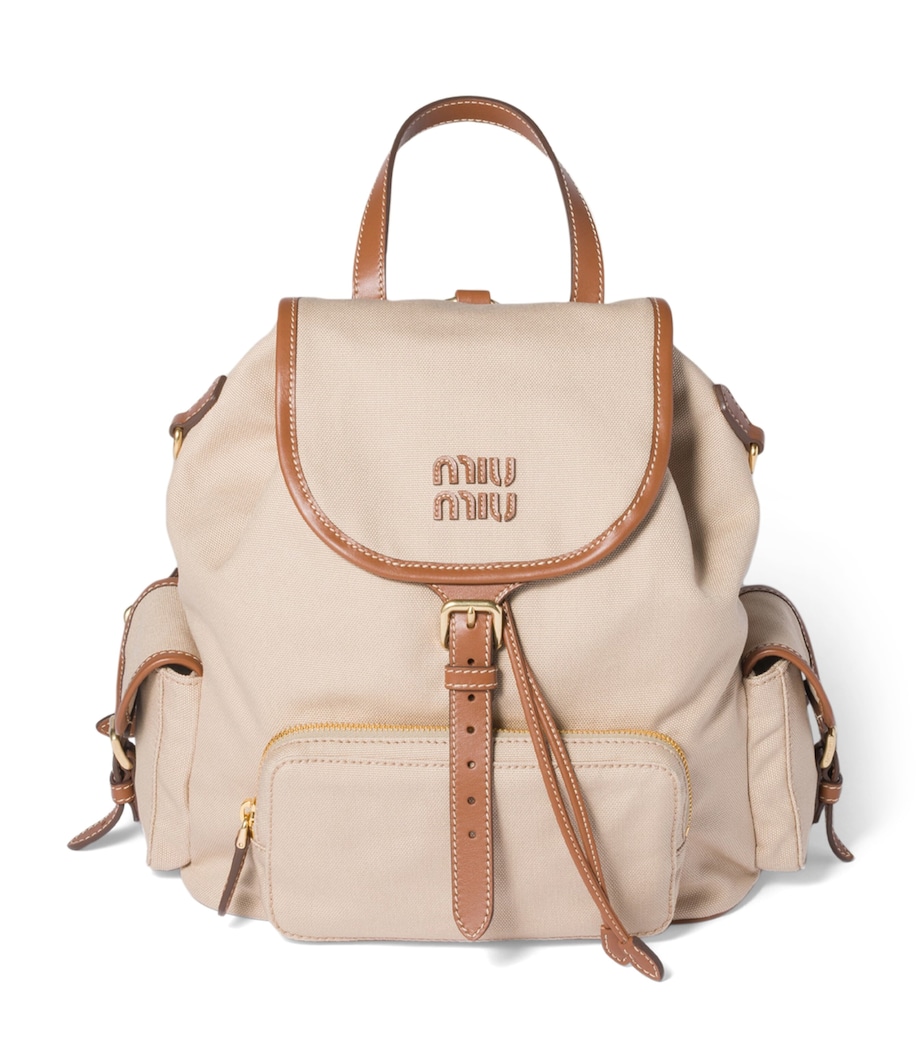 Miu Miu Canvas-Leather Backpack Image 1