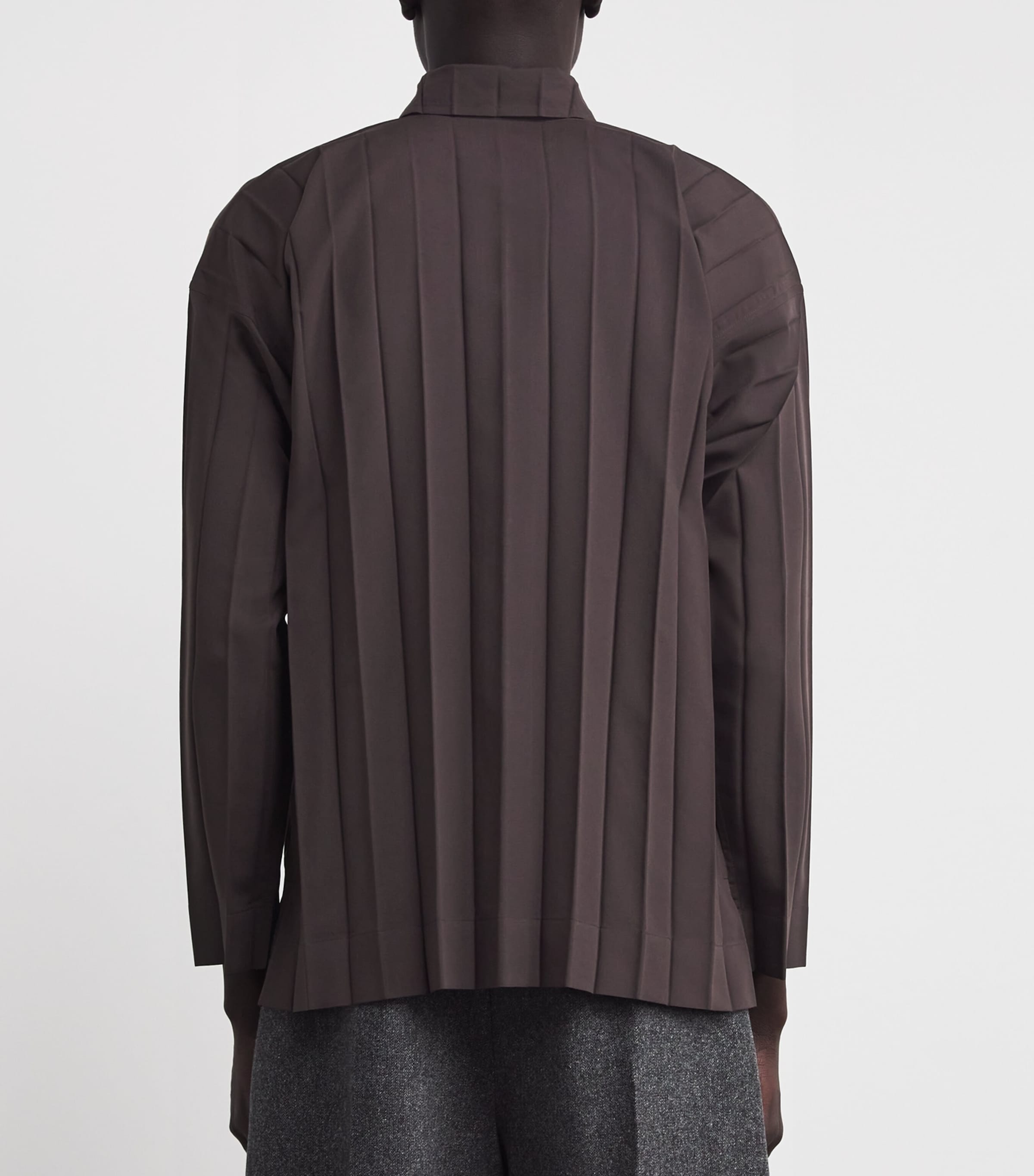 Homme Plissé Issey Miyake Mens Pleated Edge Shirt Dark Brown Image 4