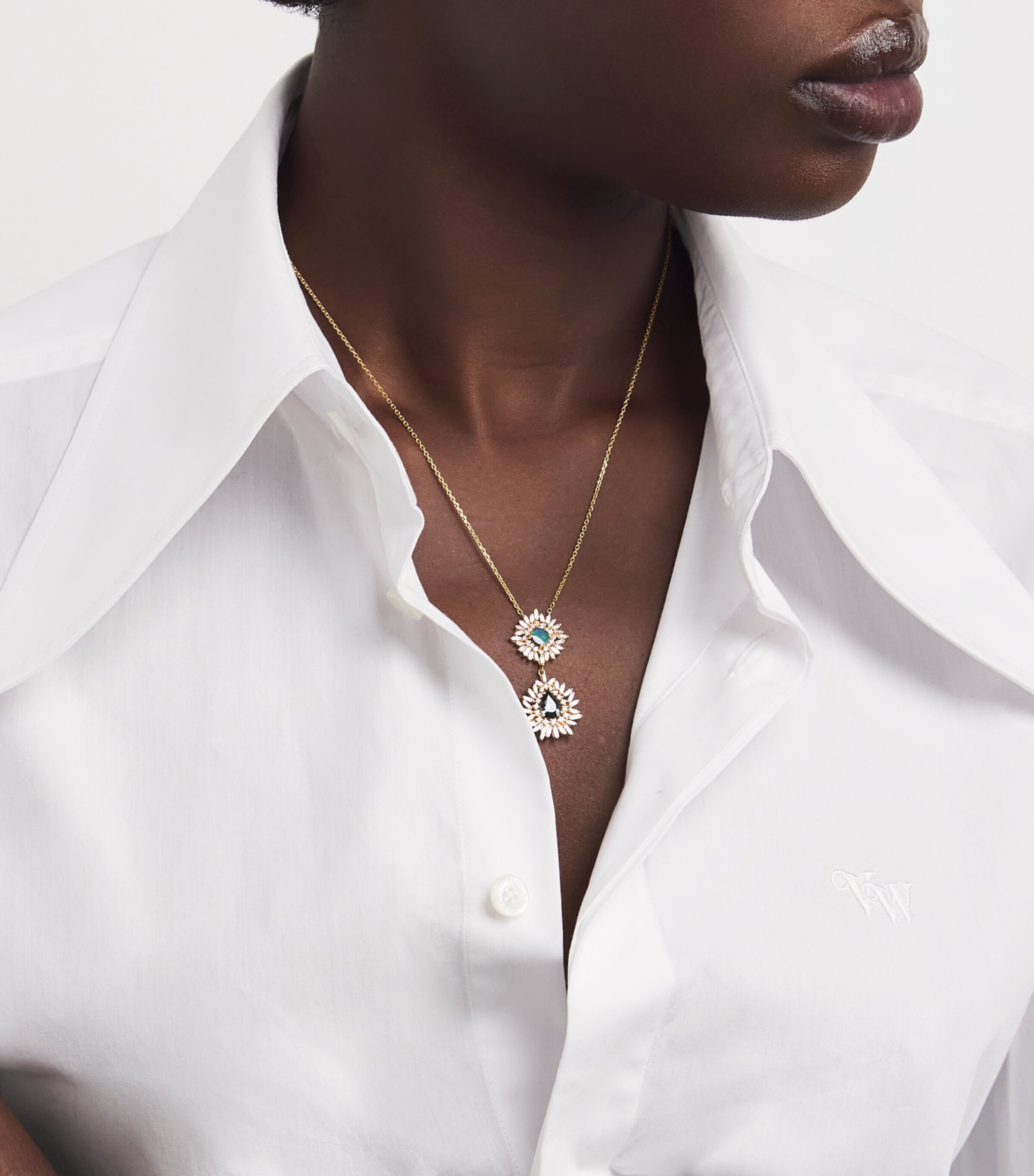 Yellow Gold, Diamond, Sapphire and Opal One of a Kind Necklace 18K YG/OP Image 2