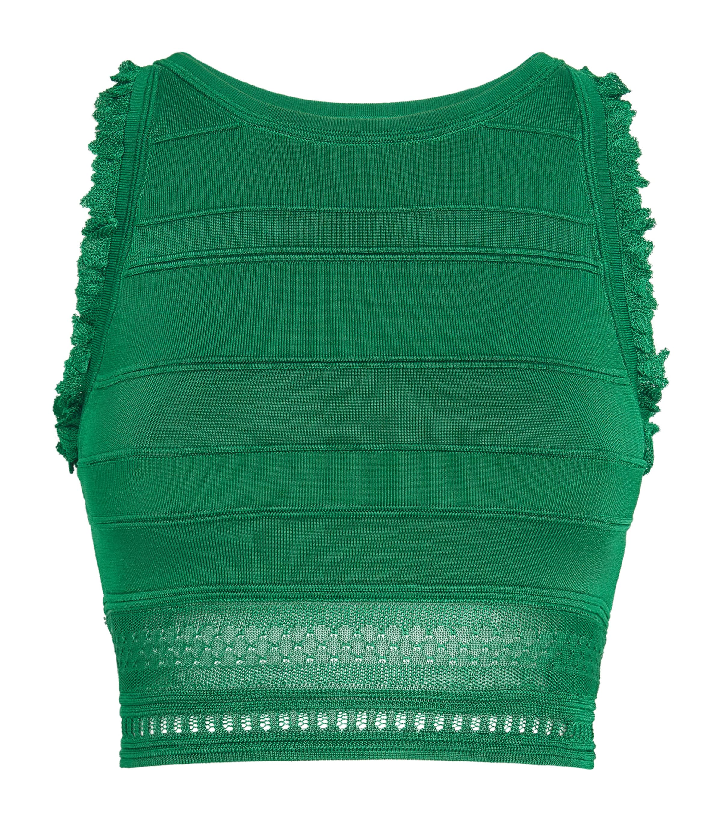 Sandro Decorative Knit Crop Top In Green