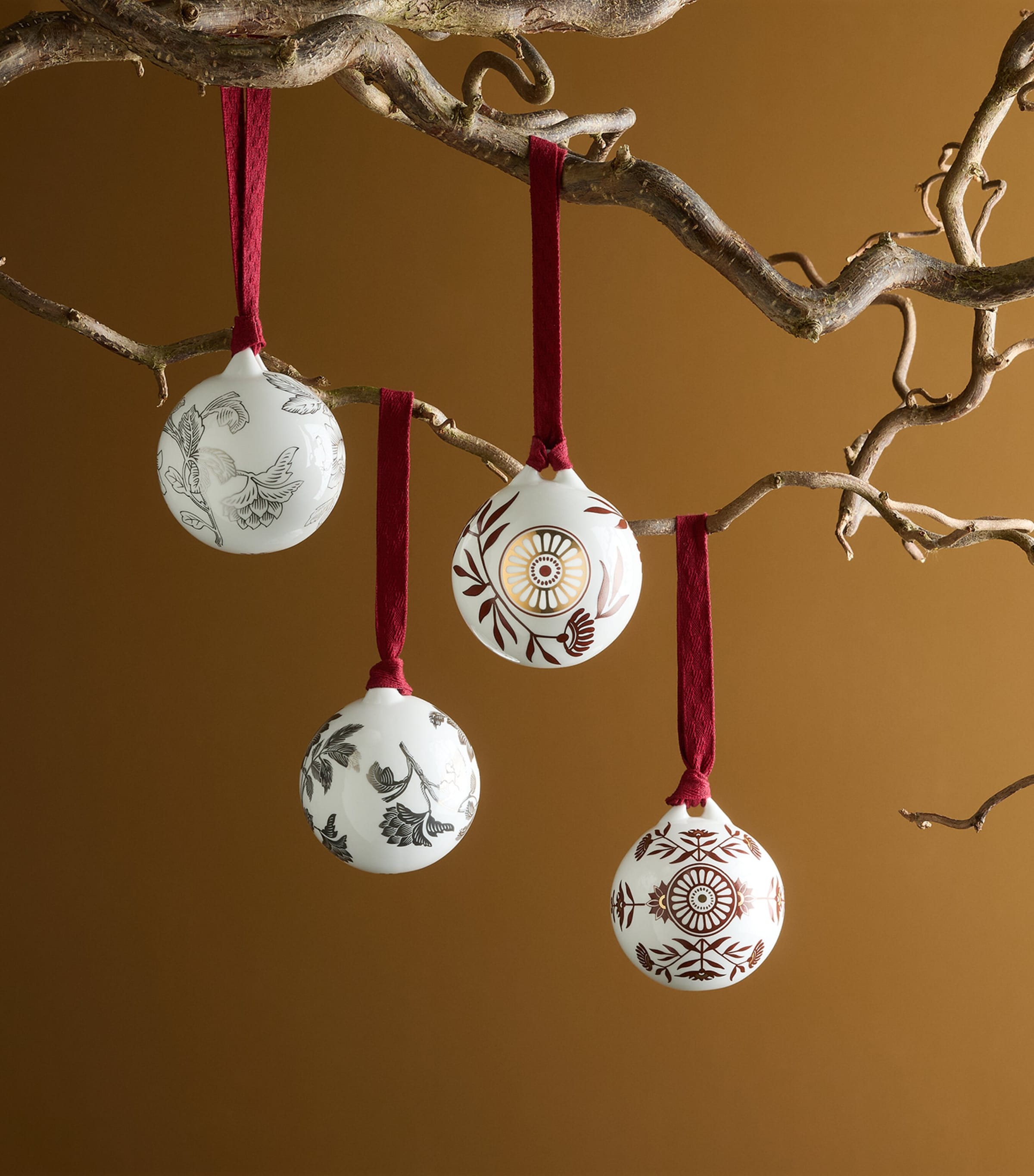 Fine Bone China Red Splendour No.1 Bauble SILVER Image 2