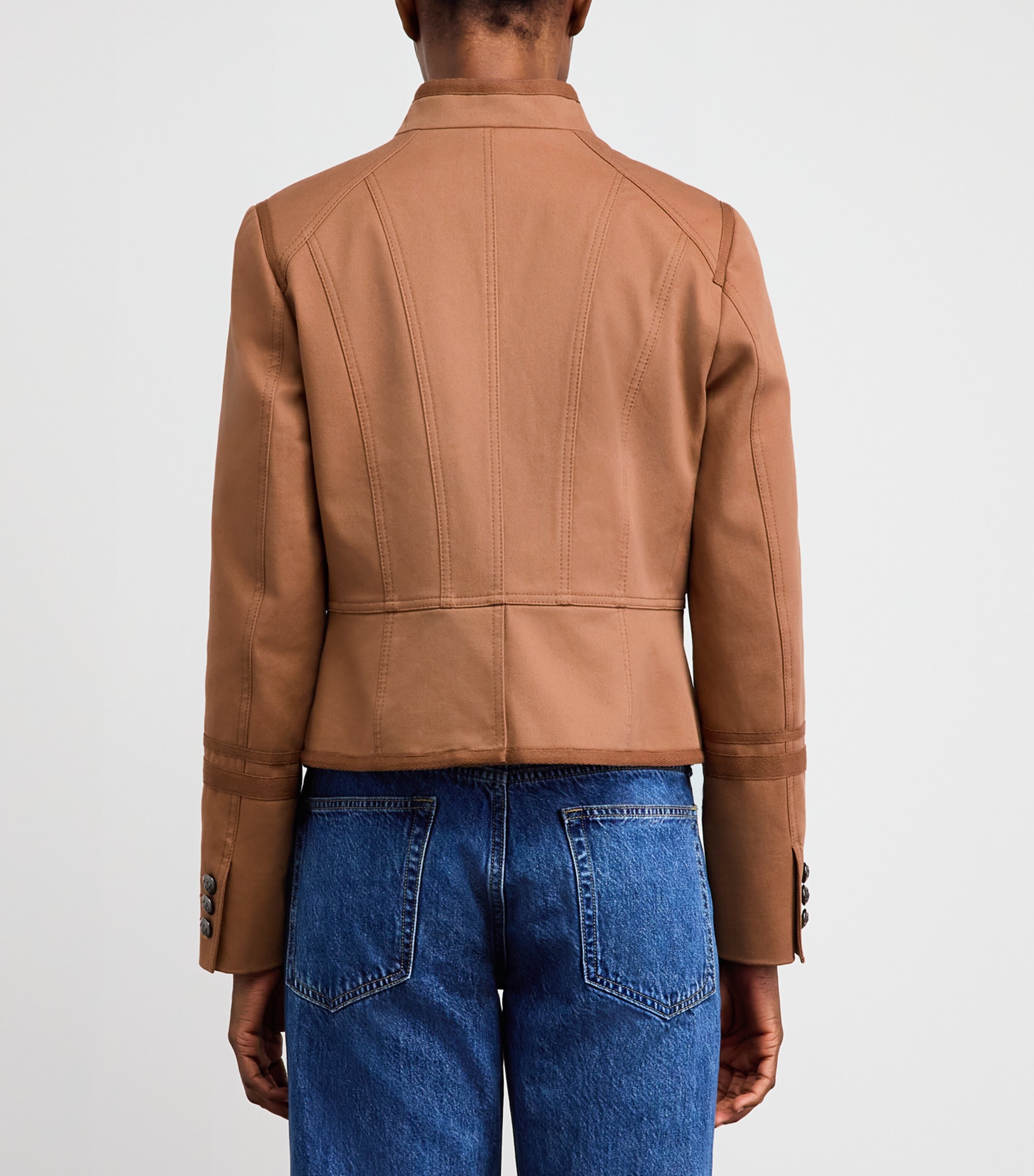 ME+EM Womens Stretch-Cotton Fitted Military Jacket Light Walnut Brown Image 5