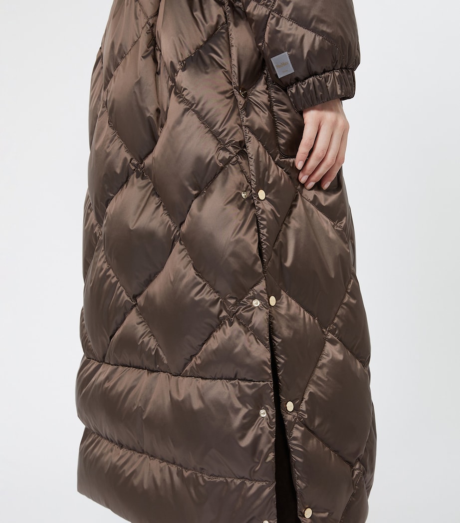 Max Mara Womens Quilted Longline Coat Brown Image 5