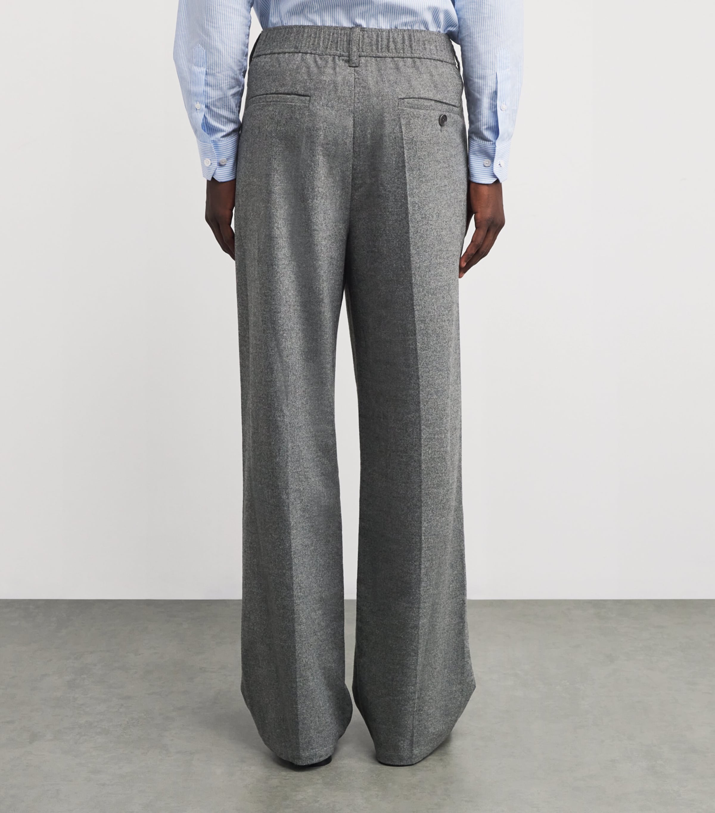 Wool Falcon Wide-Leg Trousers CHARCOAL MELANGE Image 4