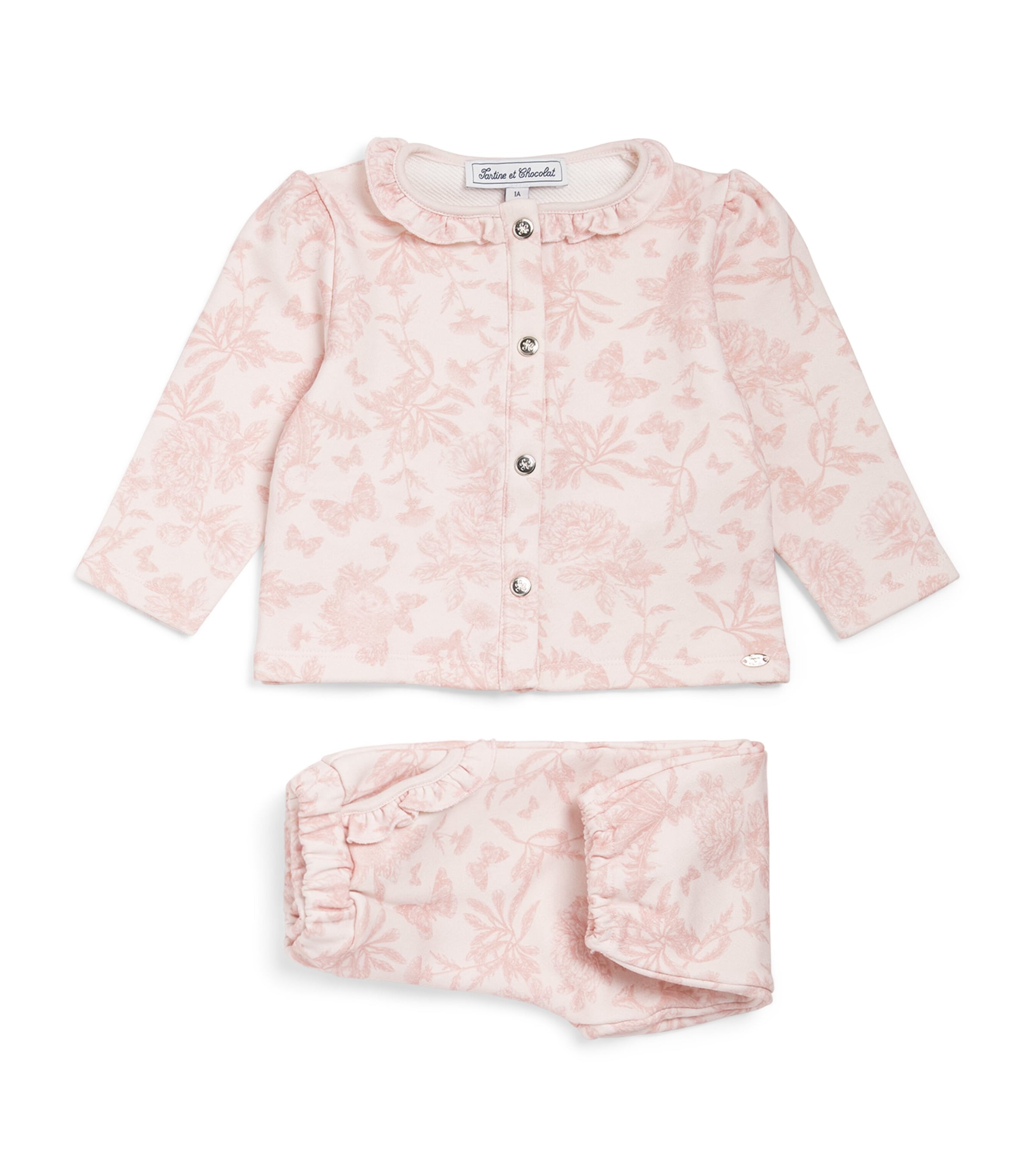 Cotton Toile de Jouy Top and Trousers Set (3 Months-4 Years) 31ROSE PÂLE Image 1