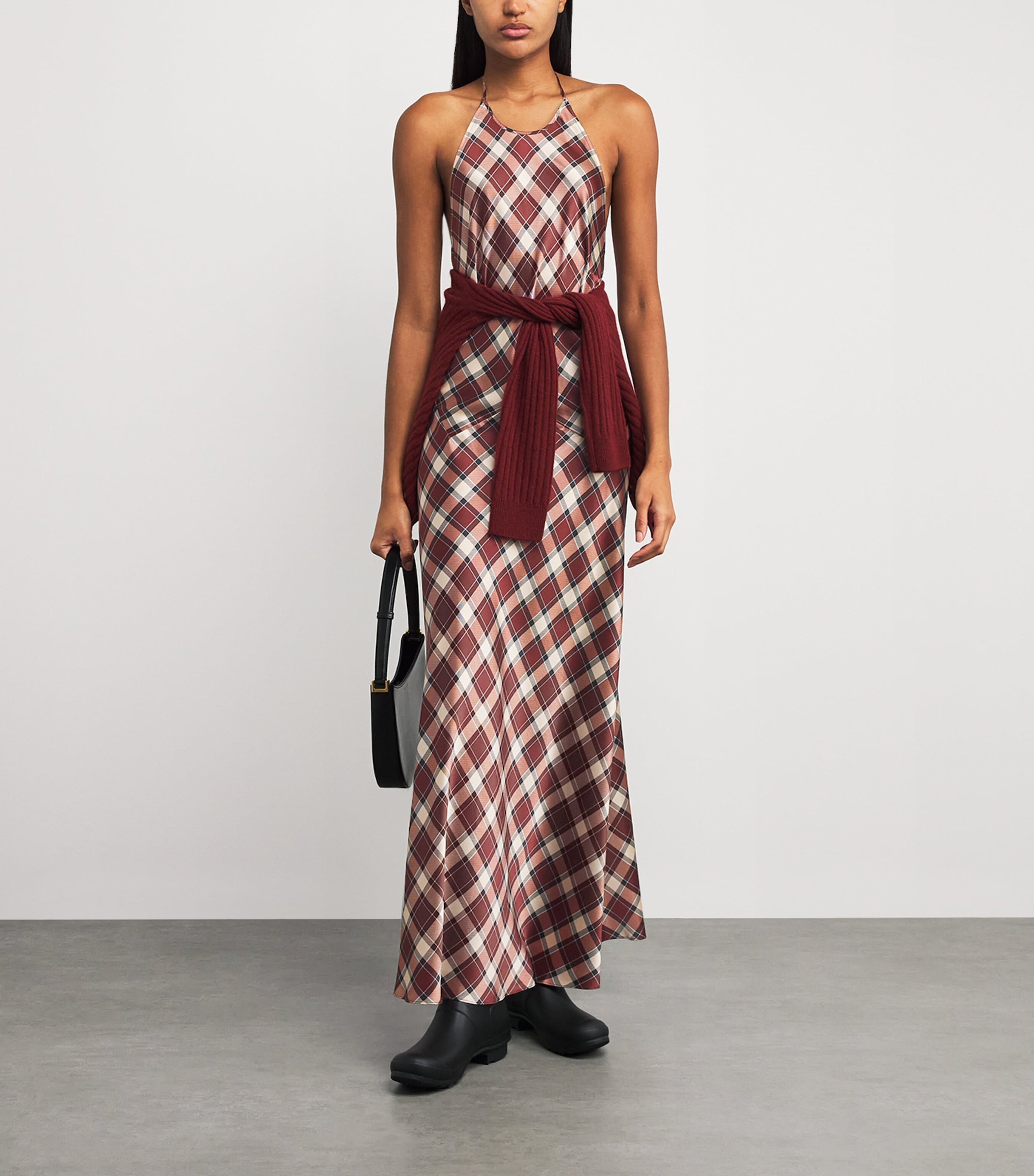DEN Multi Silk Plaid Maxime Maxi Dress | Harrods US