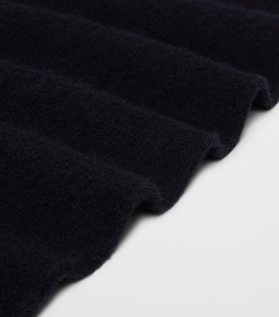 Max Mara Wool Fringed Logo Scarf Midnightblue Image 3
