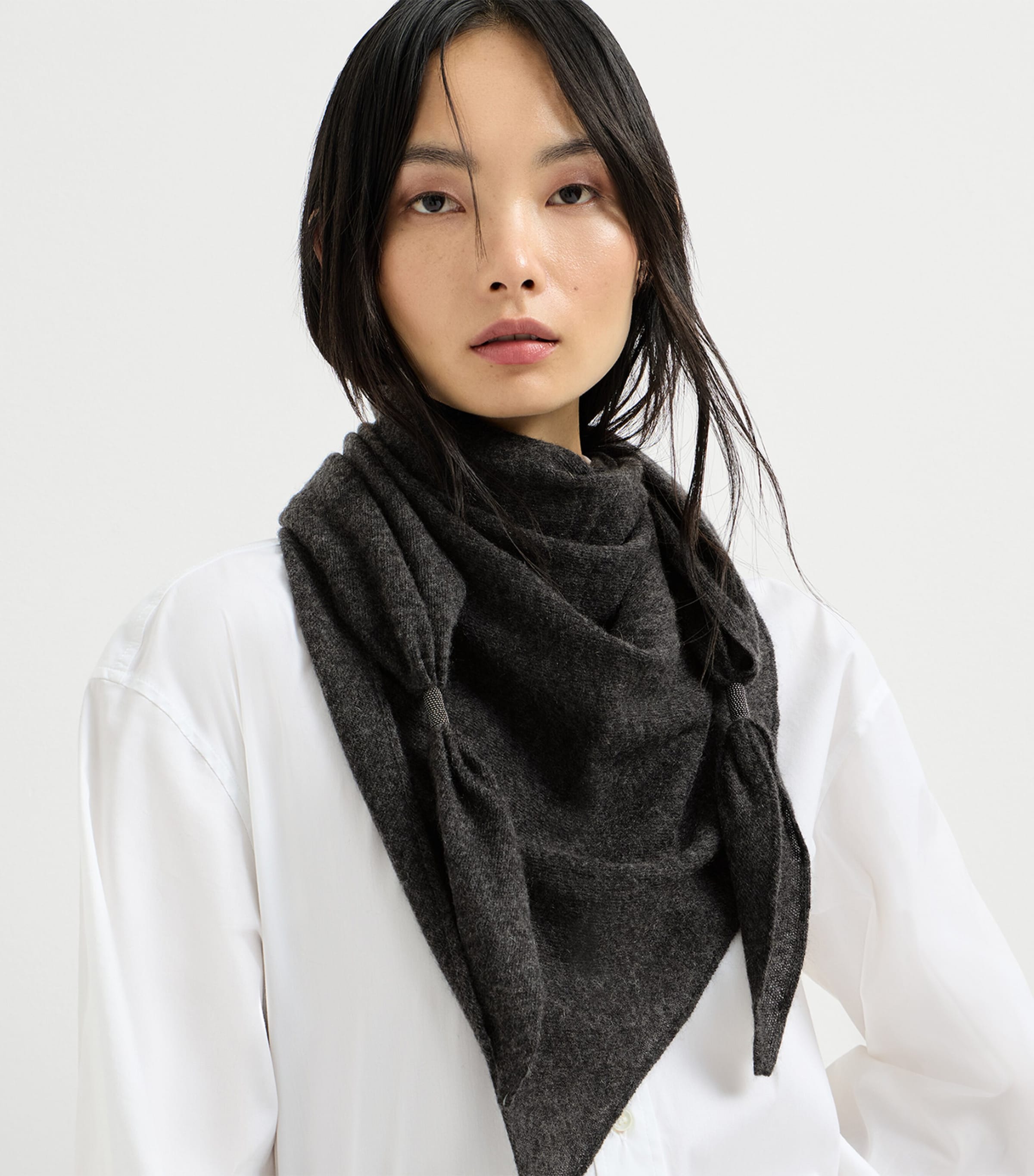 Brunello Cucinelli Womens Cashmere Scarf Black Image 3