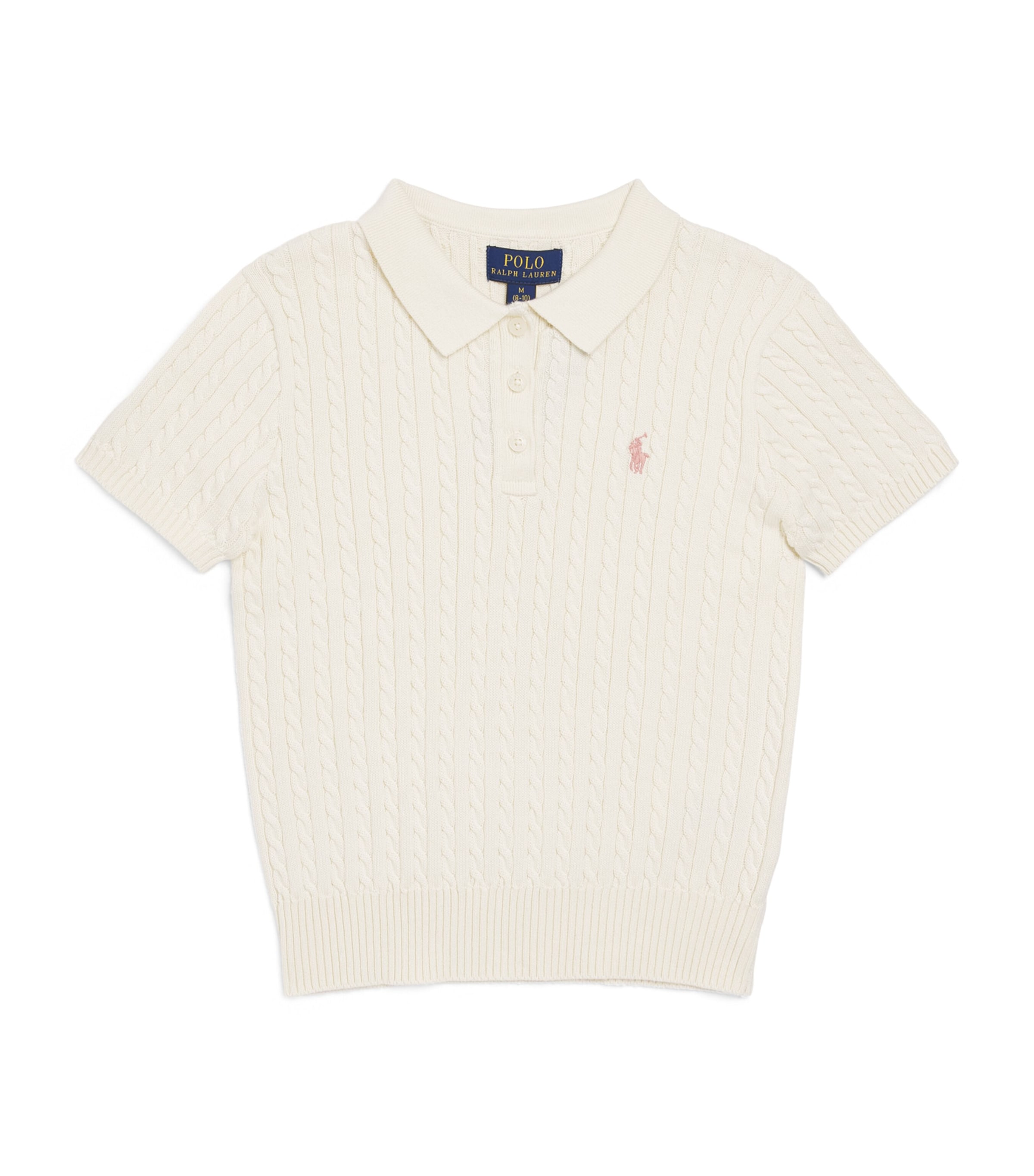 Ralph Lauren Kids Cotton Cable-Knit Polo Shirt (6-14 Years) Clubhouse Cream Image 1