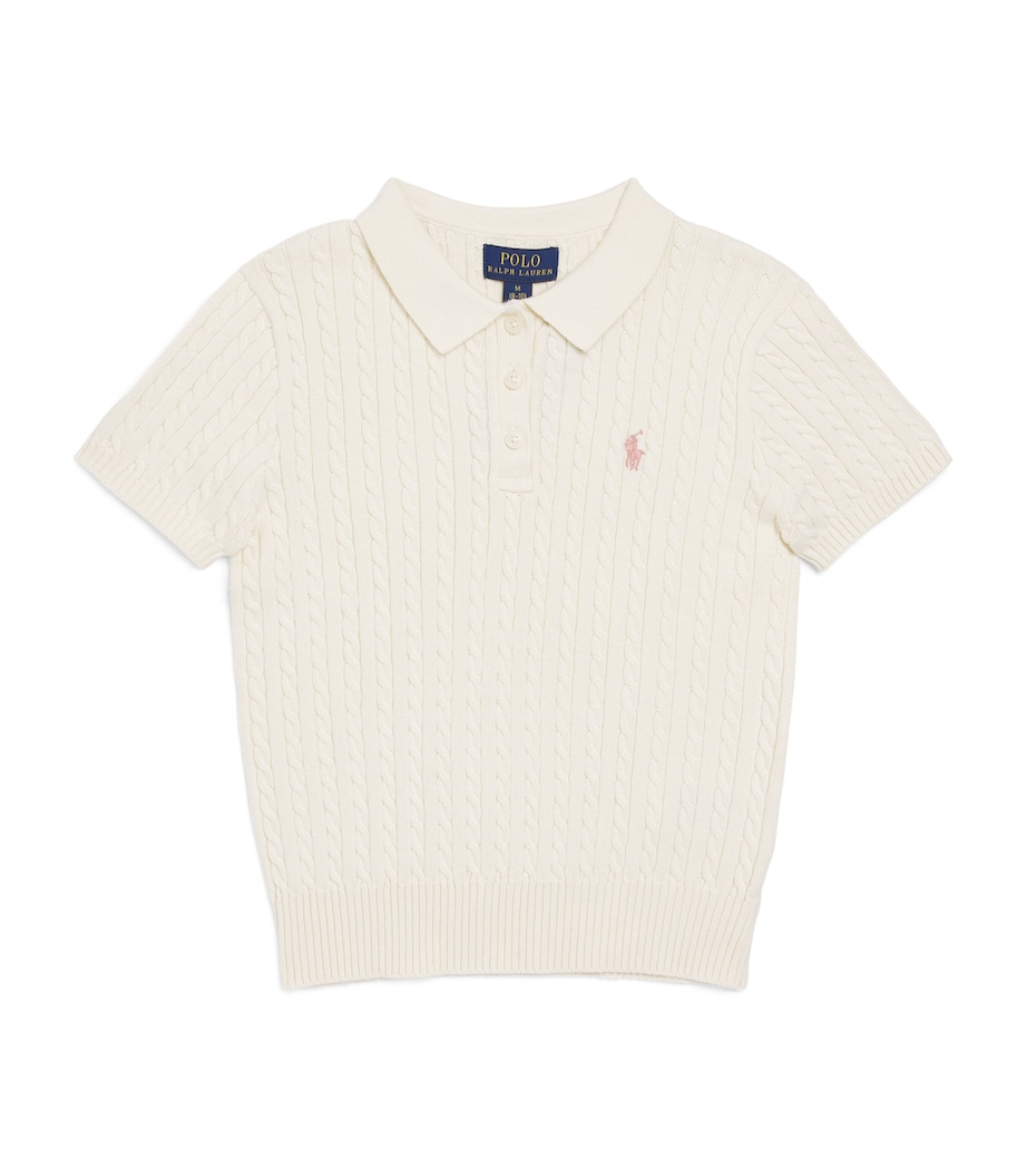 Ralph Lauren Kids Cotton Cable-Knit Polo Shirt (6-14 Years) Clubhouse Cream Image 1