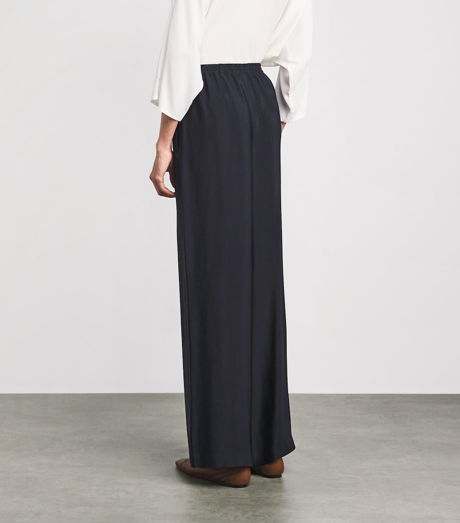 Eskandar Womens Silk Flared Trousers Midnight Image 5