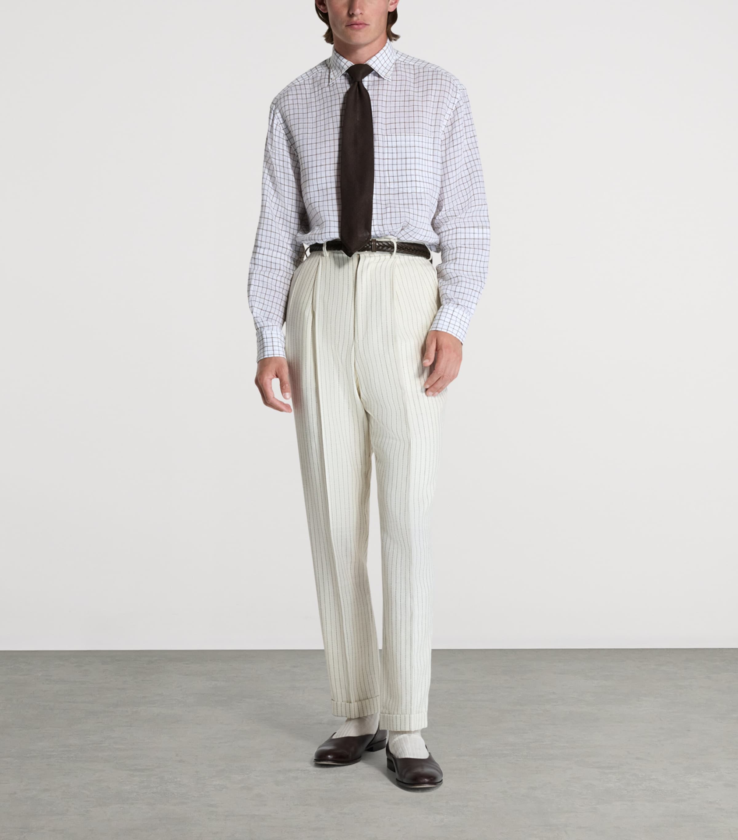 Dunhill Mens Pinstripe Straight Trousers Image 2