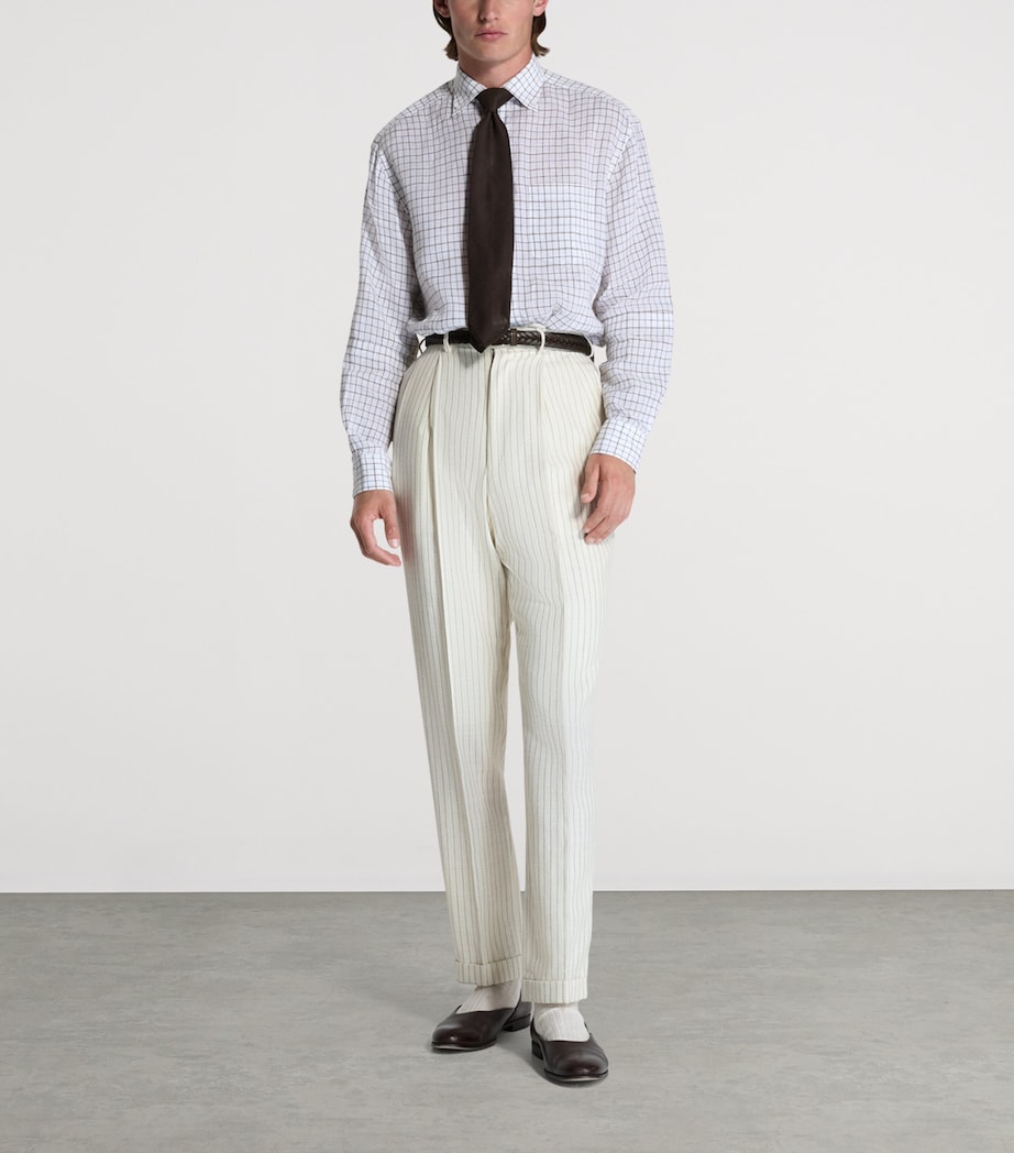 Dunhill Mens Pinstripe Straight Trousers Image 2