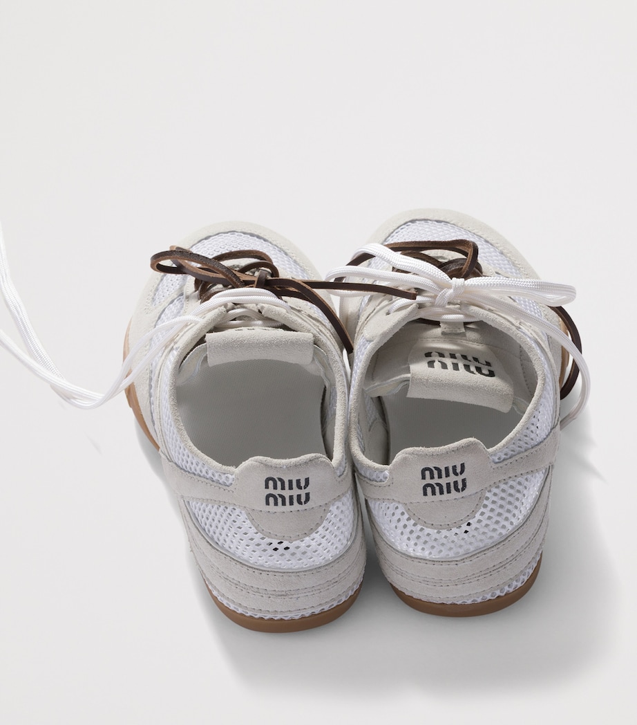 Miu Miu Suede-Mesh Gymnasium Sneakers Image 3
