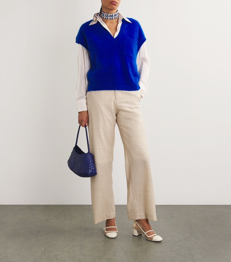 Silk Geometric Print Scarf BLUE Image 2