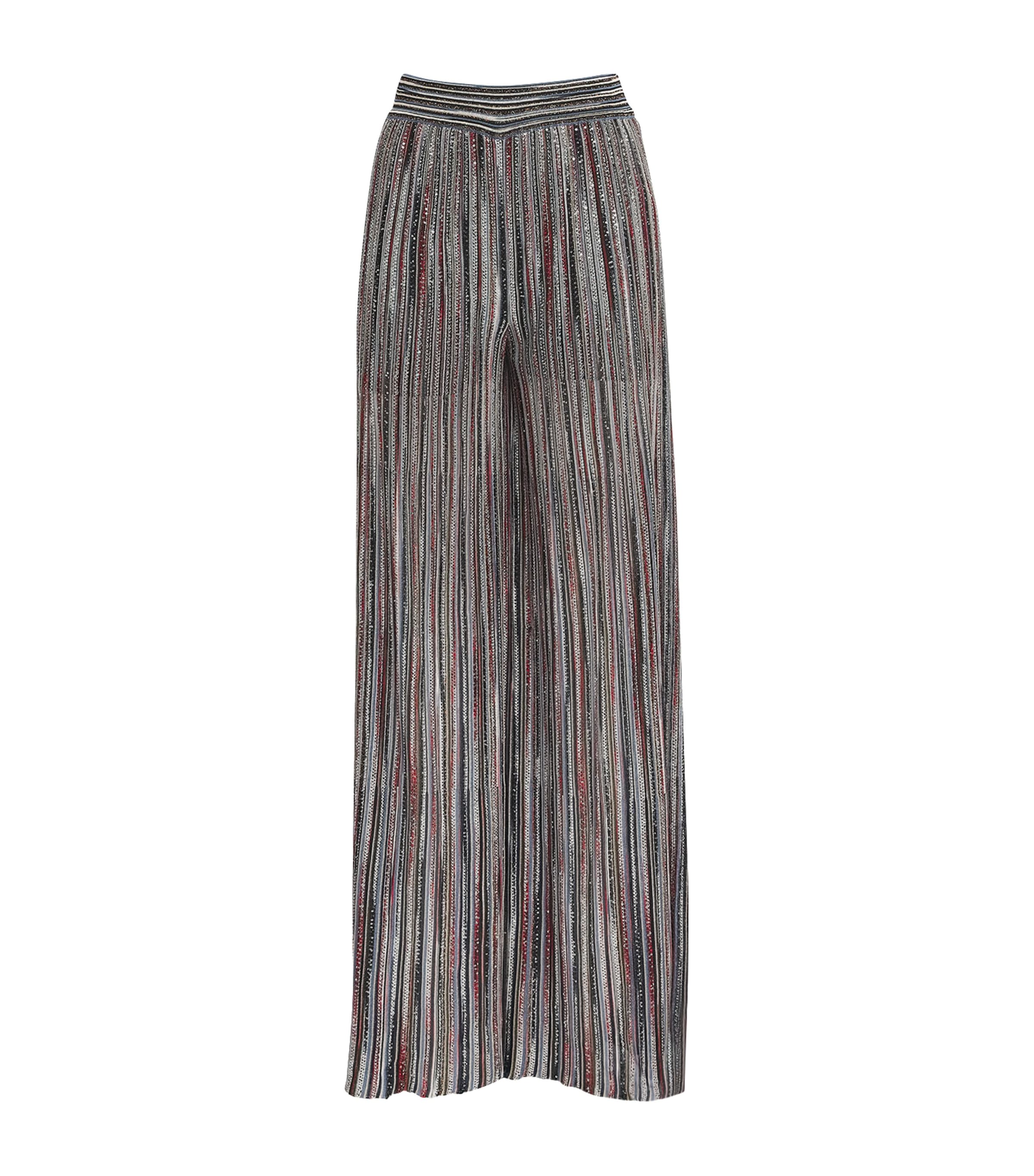 Missoni Womens Knitted Sequin Stripe Trousers Smsmb Drk W Red /blu Image 1