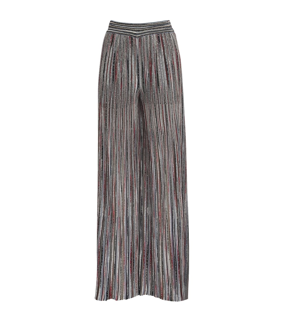 Missoni Womens Knitted Sequin Stripe Trousers Smsmb Drk W Red /blu Image 1