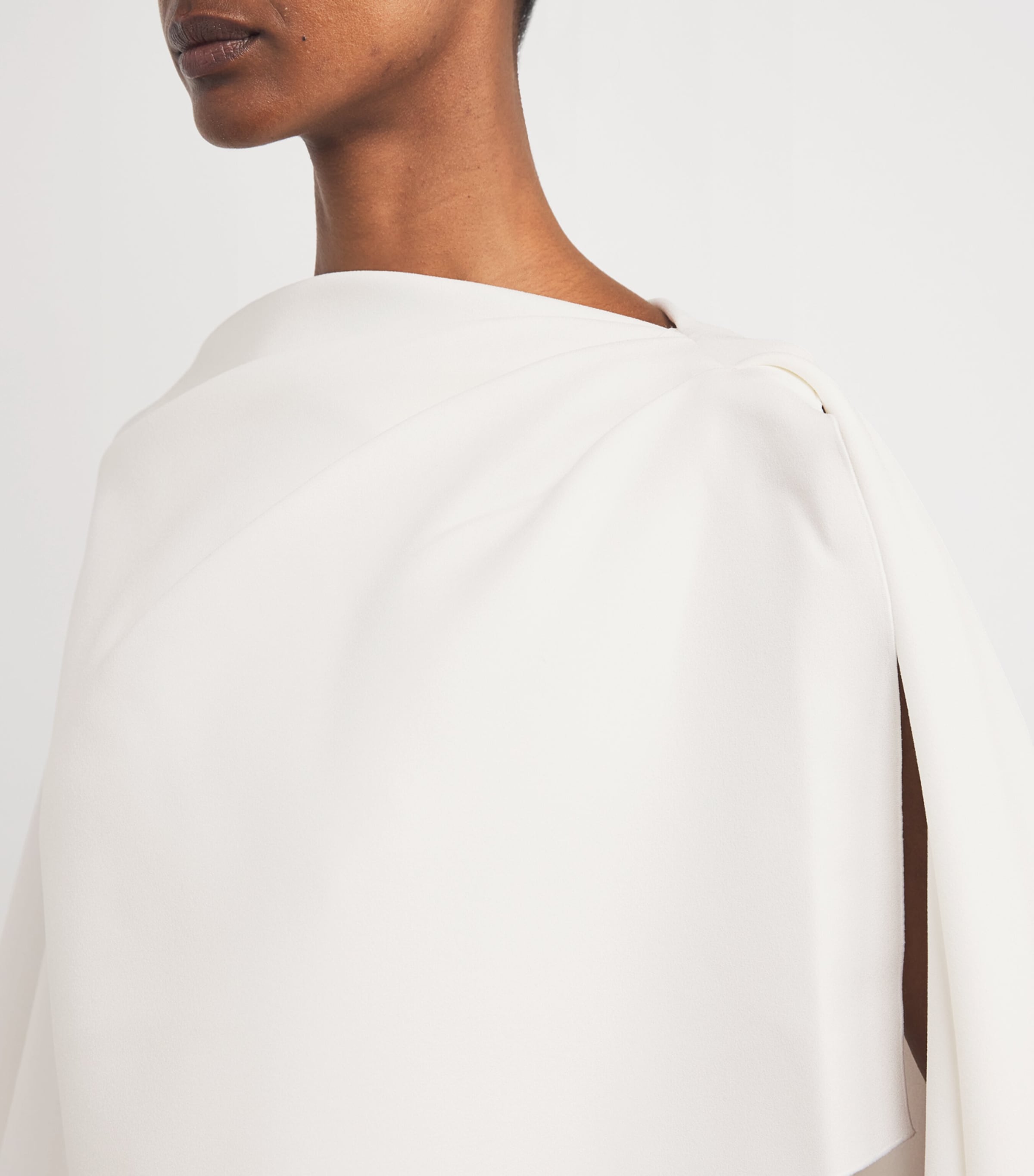 Cape-Overlay Demetria Maxi Dress IVORY Image 6