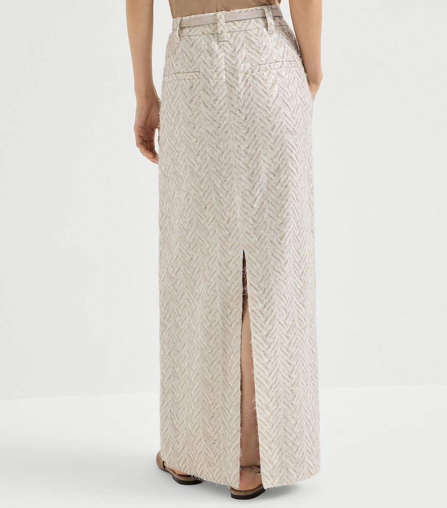 Brunello Cucinelli Womens Linen Sequinned Maxi Skirt Image 5