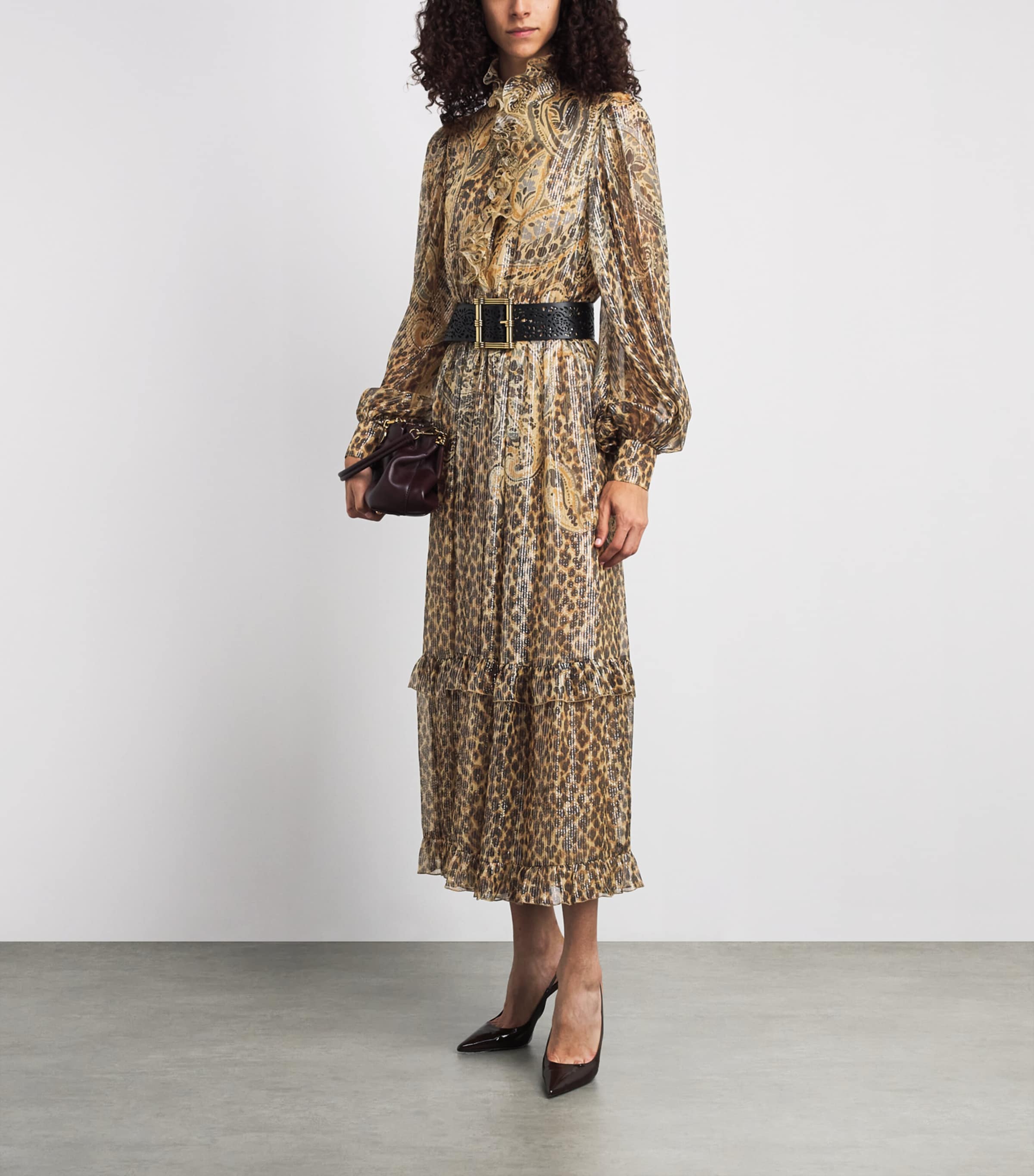 Etro Womens Silk-Blend Leopard Midi Dress Beige Image 2