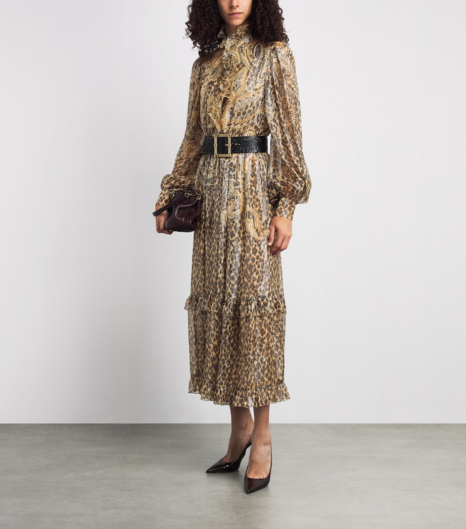 Etro Womens Silk-Blend Leopard Midi Dress Beige Image 2