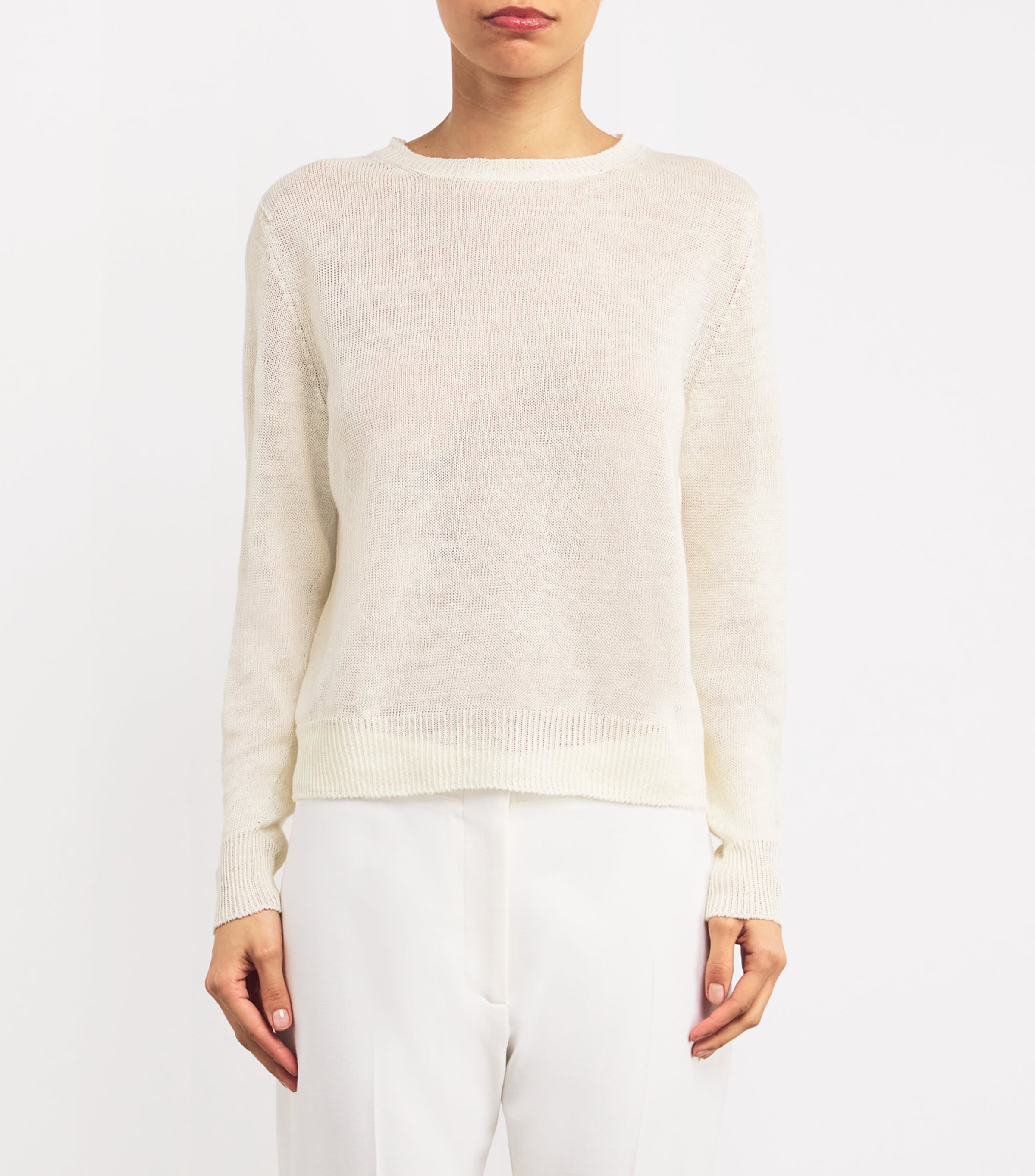 Linen Sweater WHITE Image 3