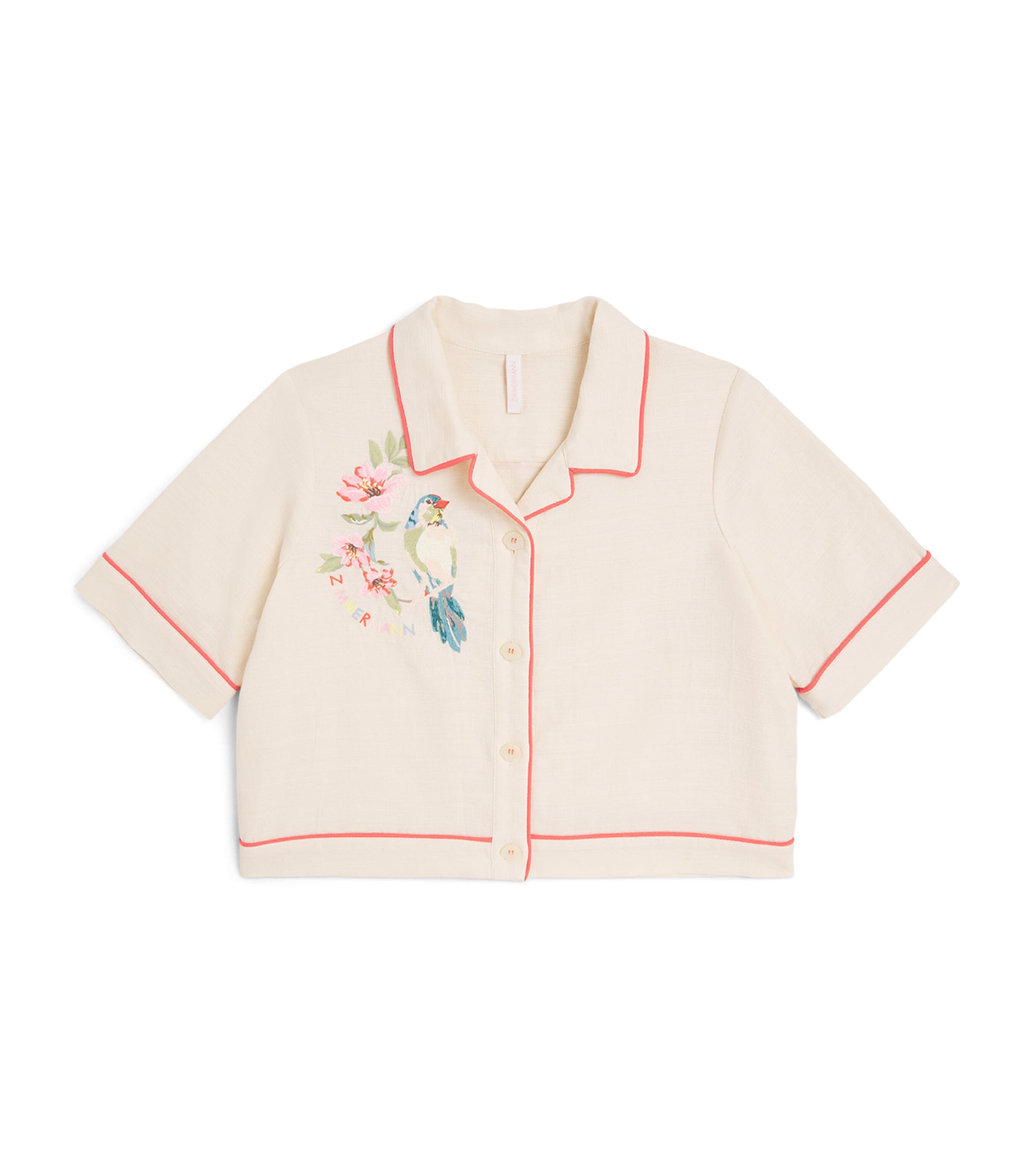 Zimmermann Kids Cotton Embroidered Aster Shirt (2-12 Years) Ivory Image 1