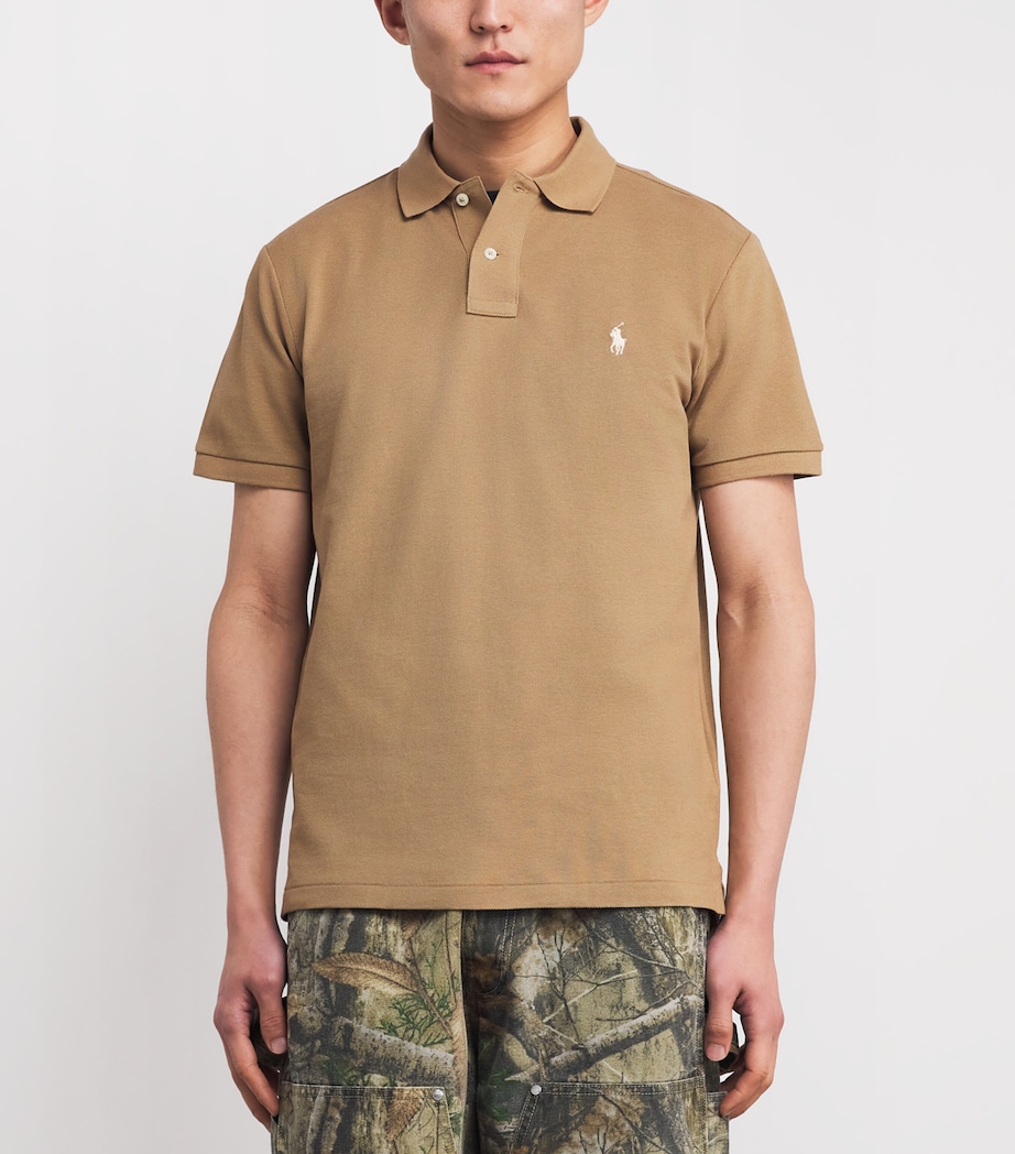 Cotton Mesh Custom-Fit Polo Shirt TAN/CRM Image 3