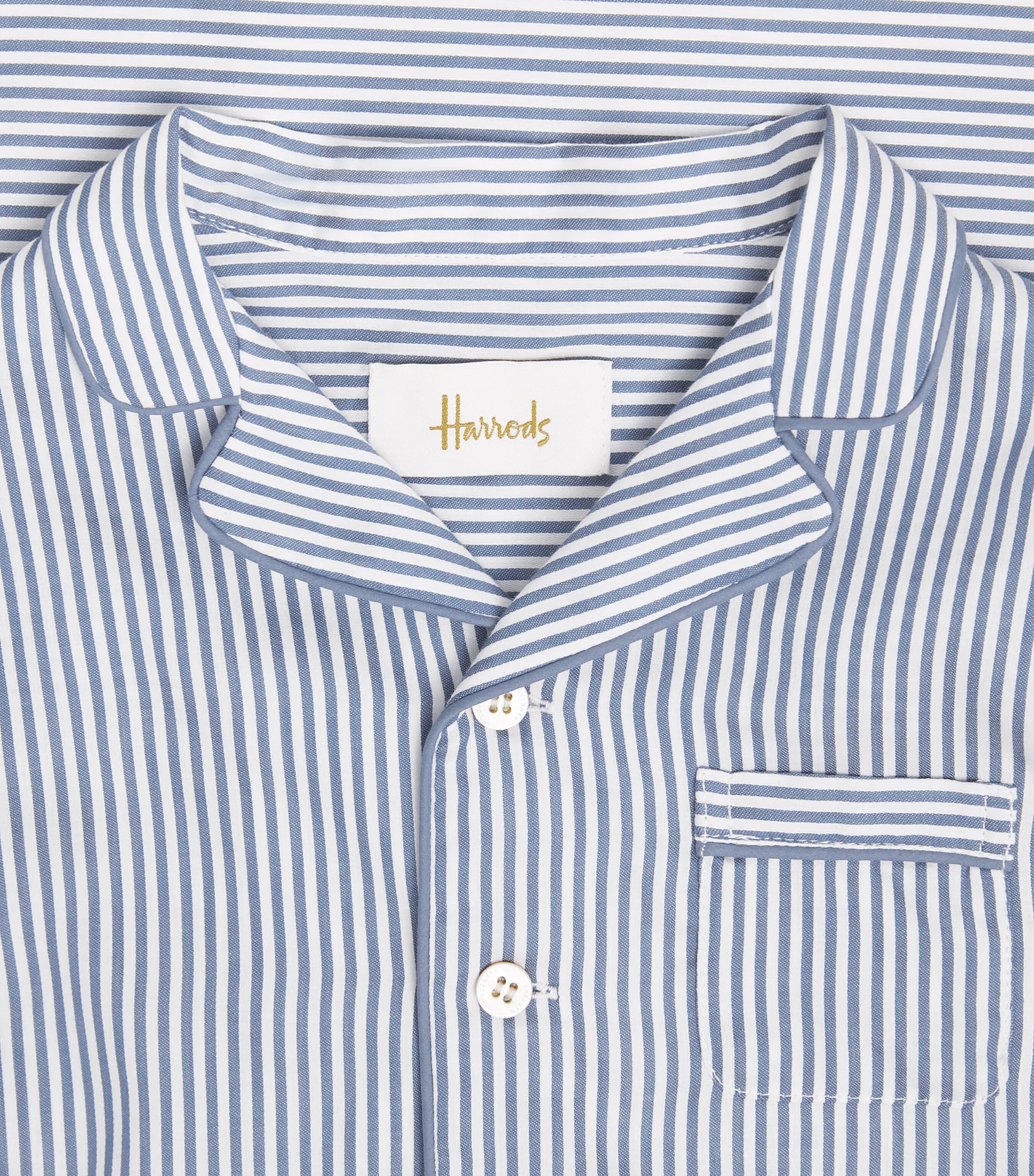 Harrods Cotton Stripe Pyjamas (2-8 Years) Blue Image 4