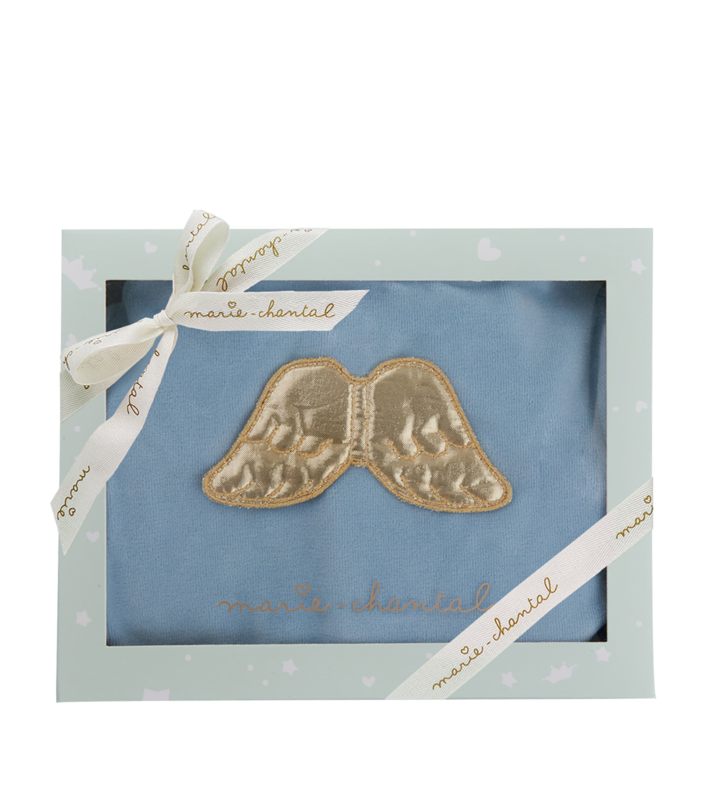 Marie-Chantal Velour Angel Wing All-In-One (0-12 Months) Dusty Blue Image 3