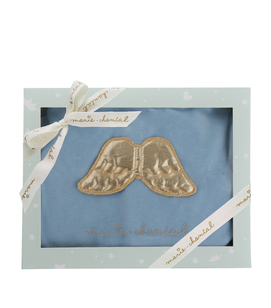 Marie-Chantal Velour Angel Wing All-In-One (0-12 Months) Dusty Blue Image 3