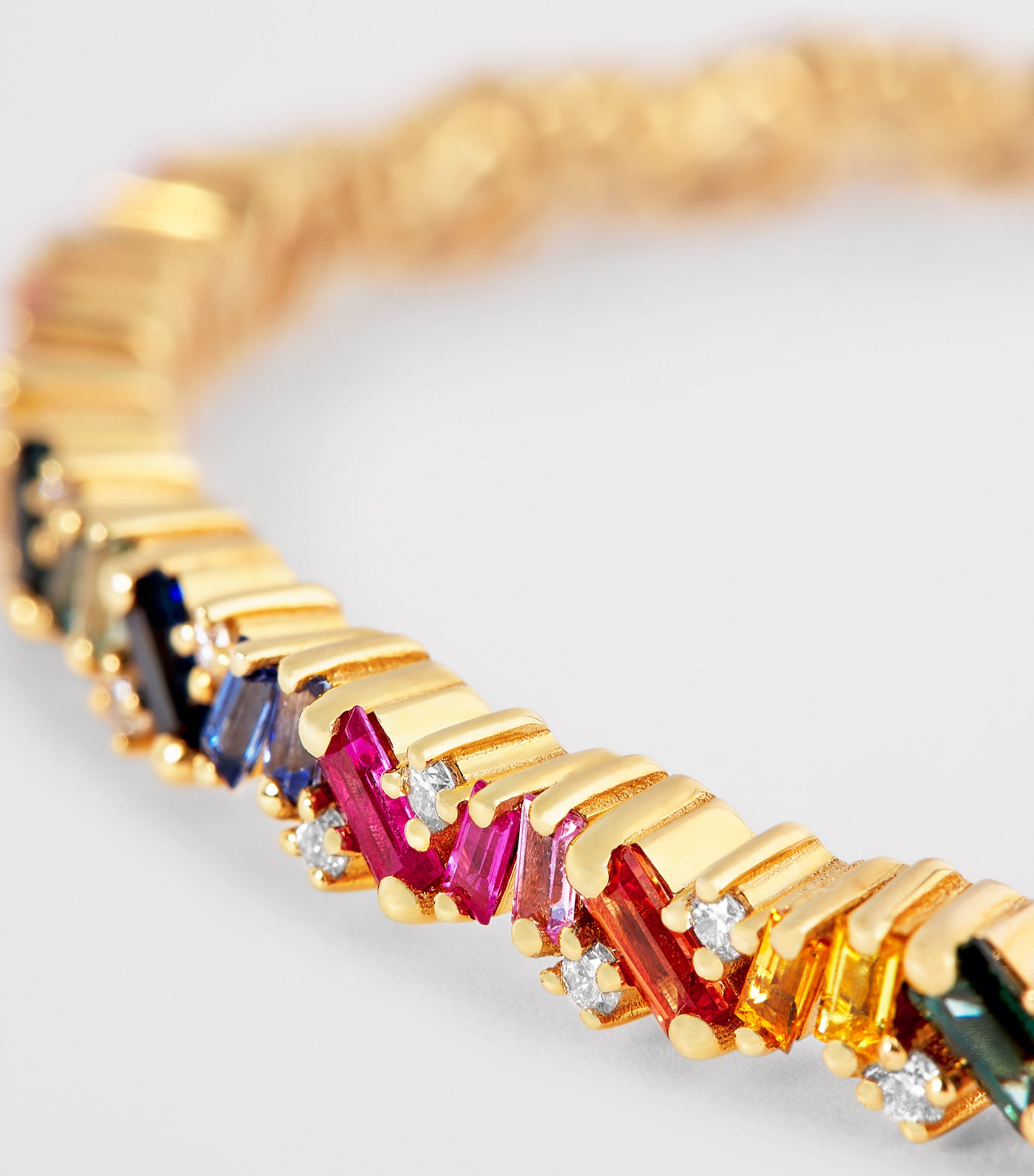 Small Yellow Gold, Rainbow Sapphire and Diamond Frenzy Bangle 18K YG/RS Image 5