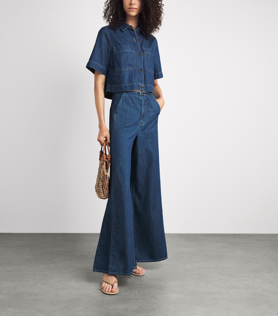 Veronica Beard Womens Digby High-Rise Wide-Leg Jeans Starry Night Image 2