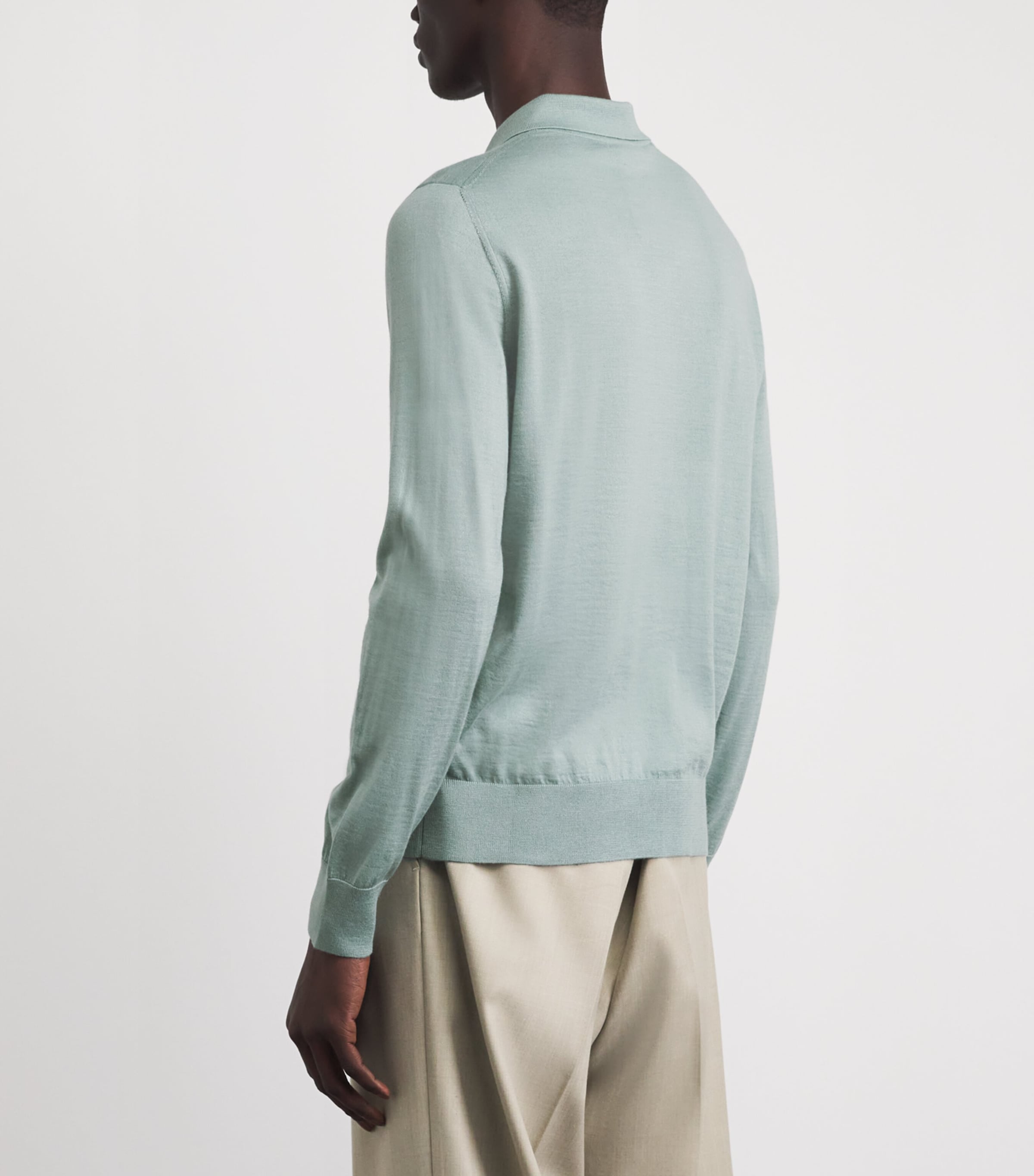 Brioni Mens Cashmere-Silk Long-Sleeve Polo Shirt Image 5