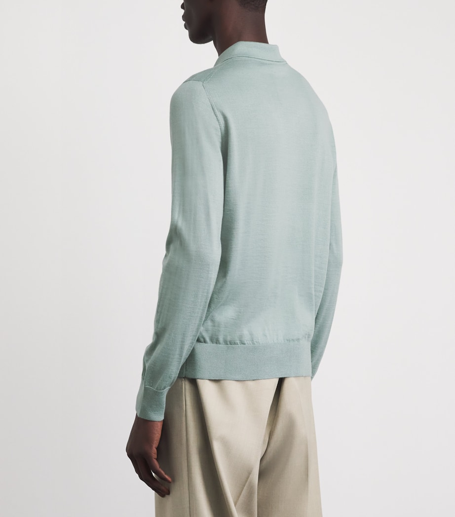 Brioni Mens Cashmere-Silk Long-Sleeve Polo Shirt Image 5
