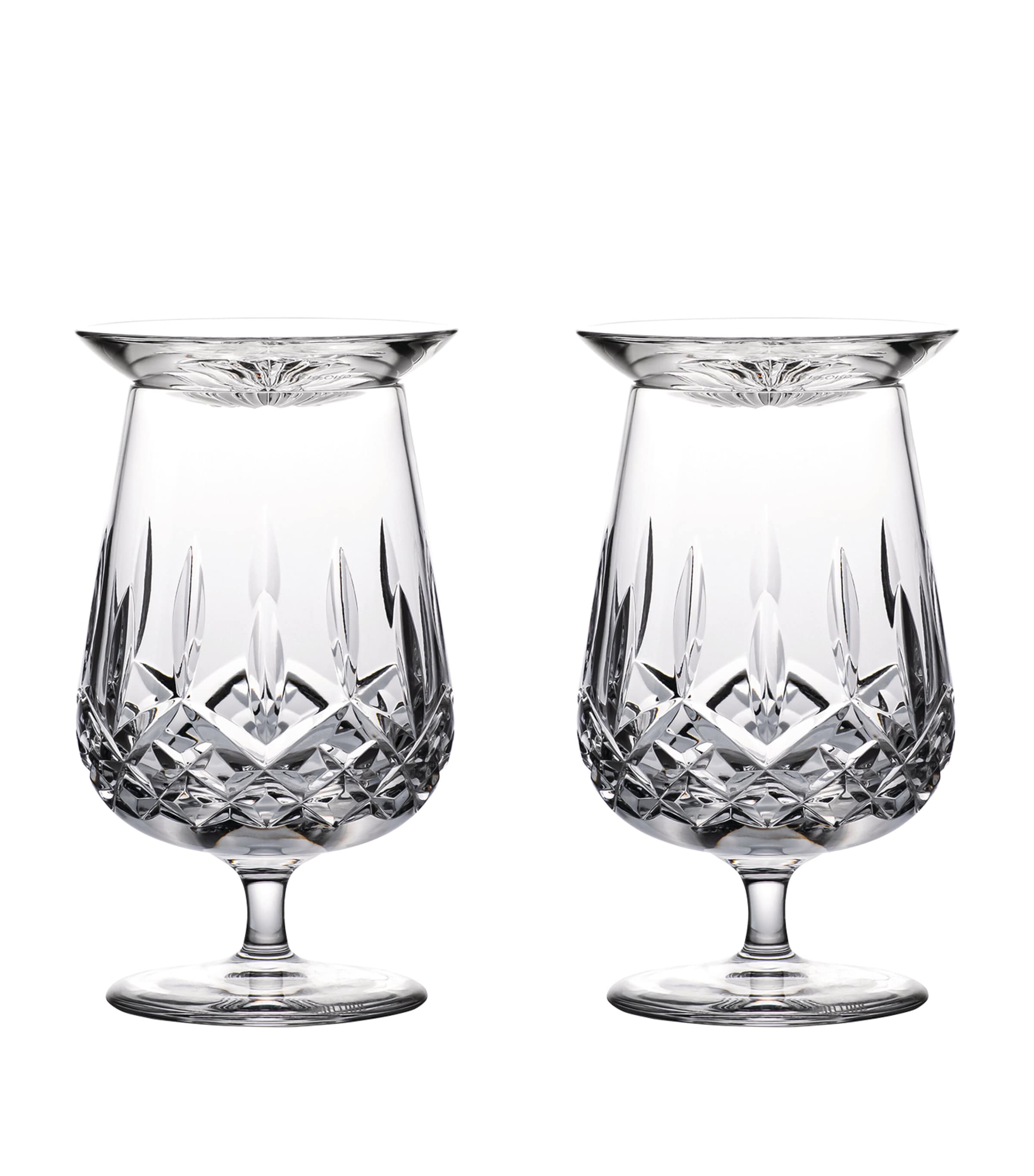 WATERFORD SET OF 2 CONNOISSEUR LISMORE CRYSTAL SNIFTERS AND CAPS 