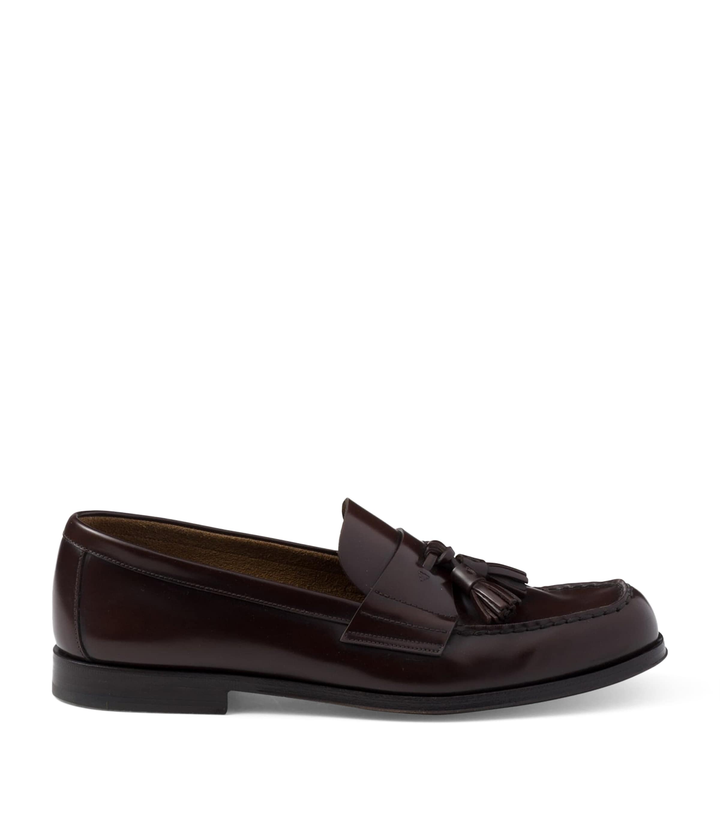 Prada Brushed Leather Platform Loafers In Black